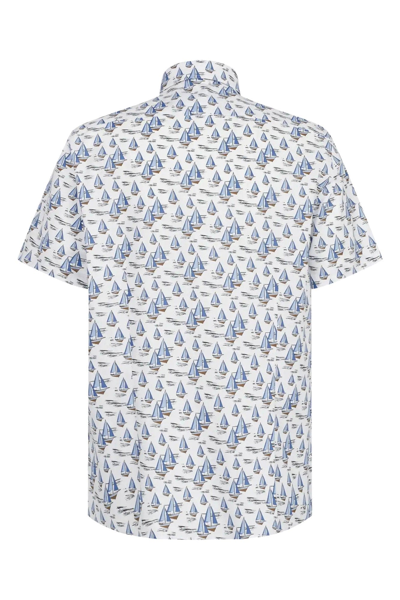 Boat Print Cotton Shirt - Light Blue - Image 8