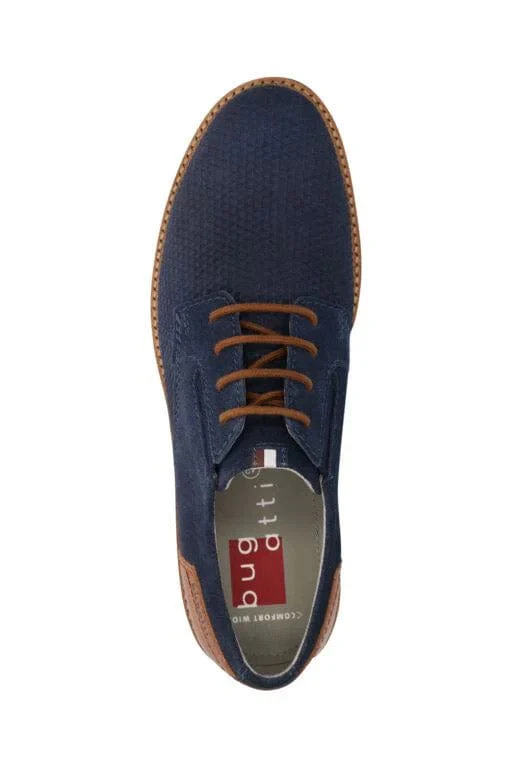 Casimiro Comfort Wide Slip-On Suede Leather Shoes - Dark Blue/Cognac - Image 3