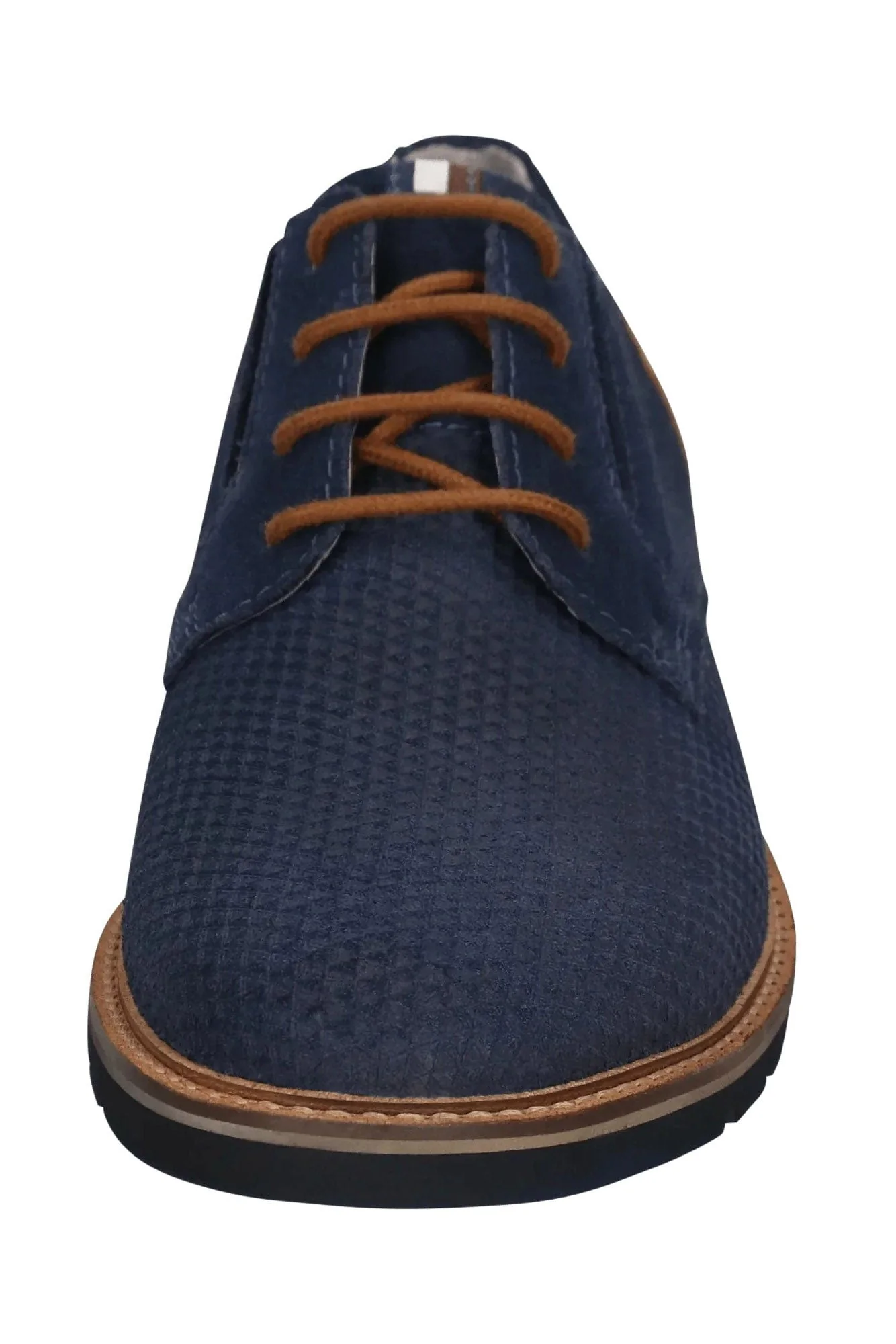 Casimiro Comfort Wide Slip-On Suede Leather Shoes - Dark Blue/Cognac - Image 4