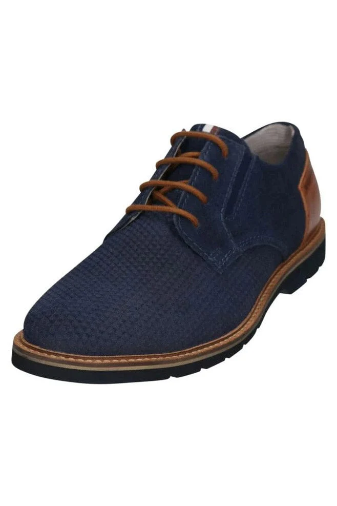 Casimiro Comfort Wide Slip-On Suede Leather Shoes - Dark Blue/Cognac - Image 5