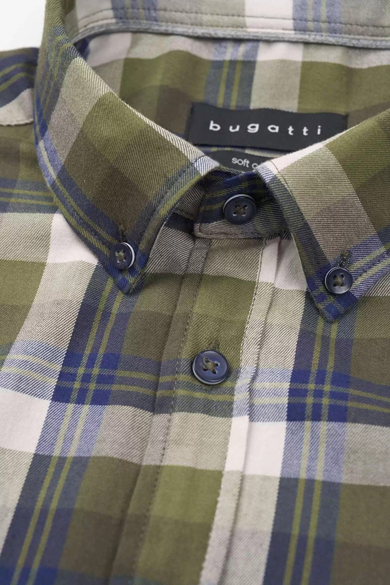 Check Brushed Cotton Long Sleeve Shirt - Olive - Image 6
