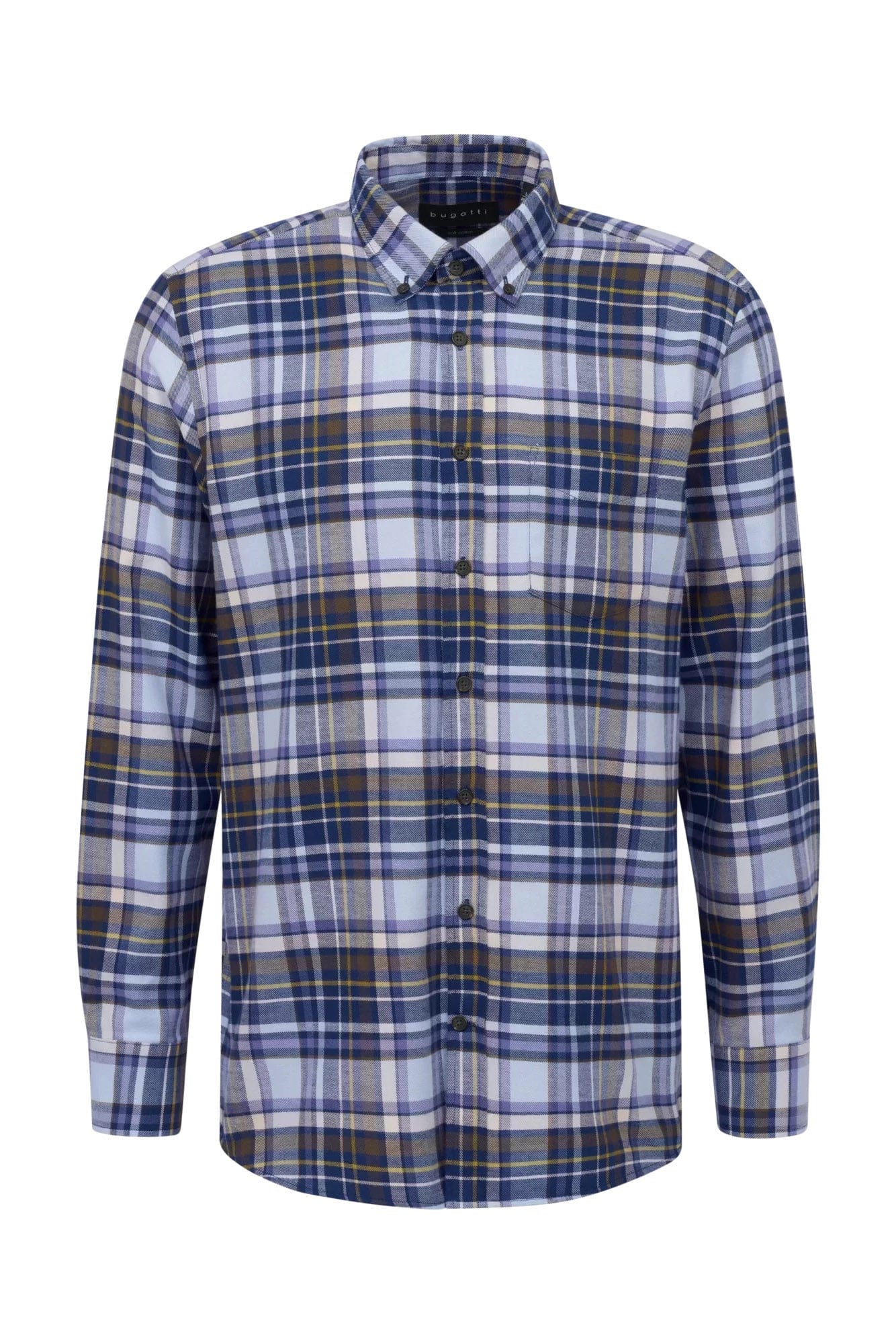 Check Brushed Cotton Shirt - Blue
