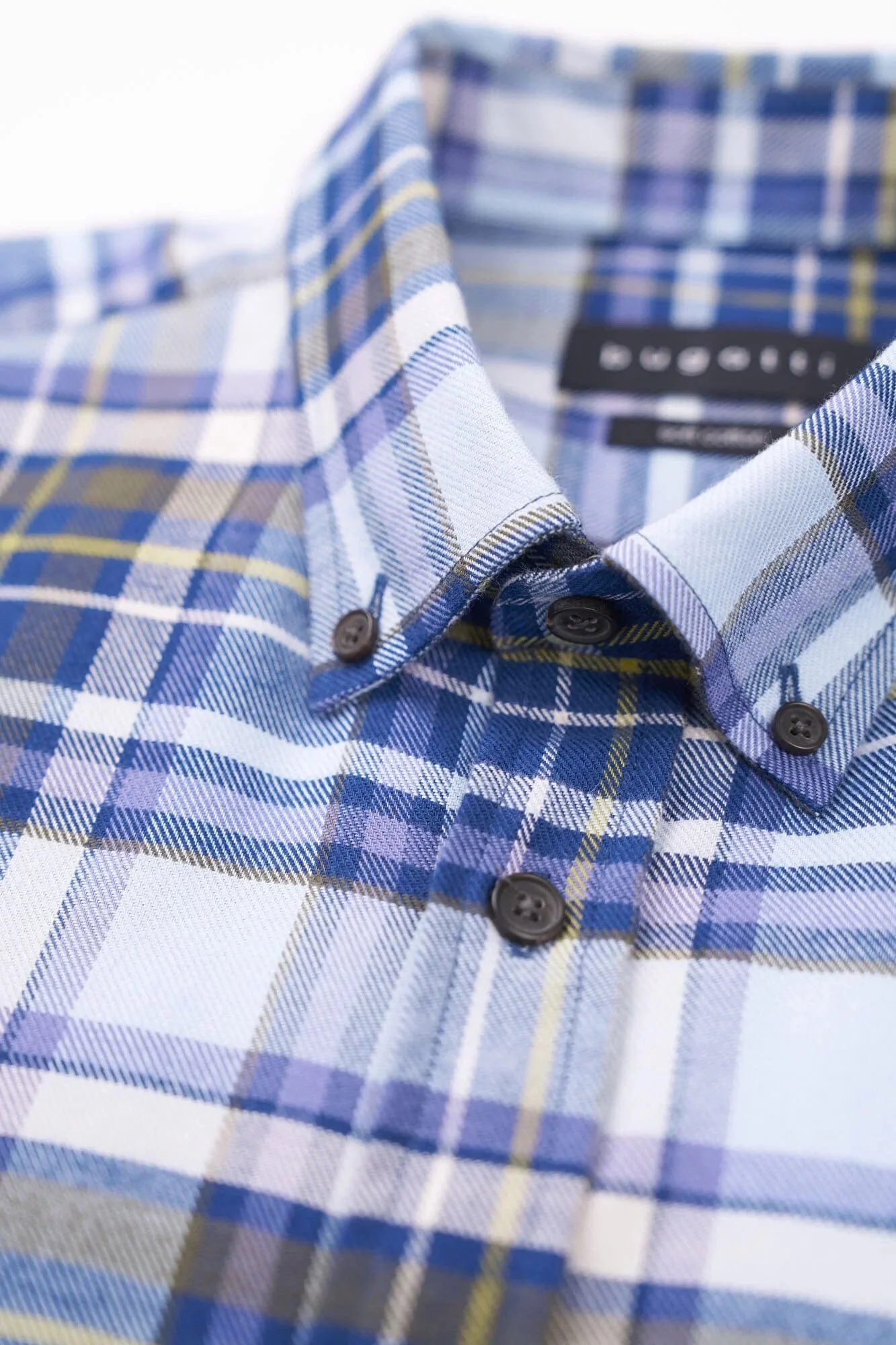 Check Brushed Cotton Shirt - Blue - Image 2
