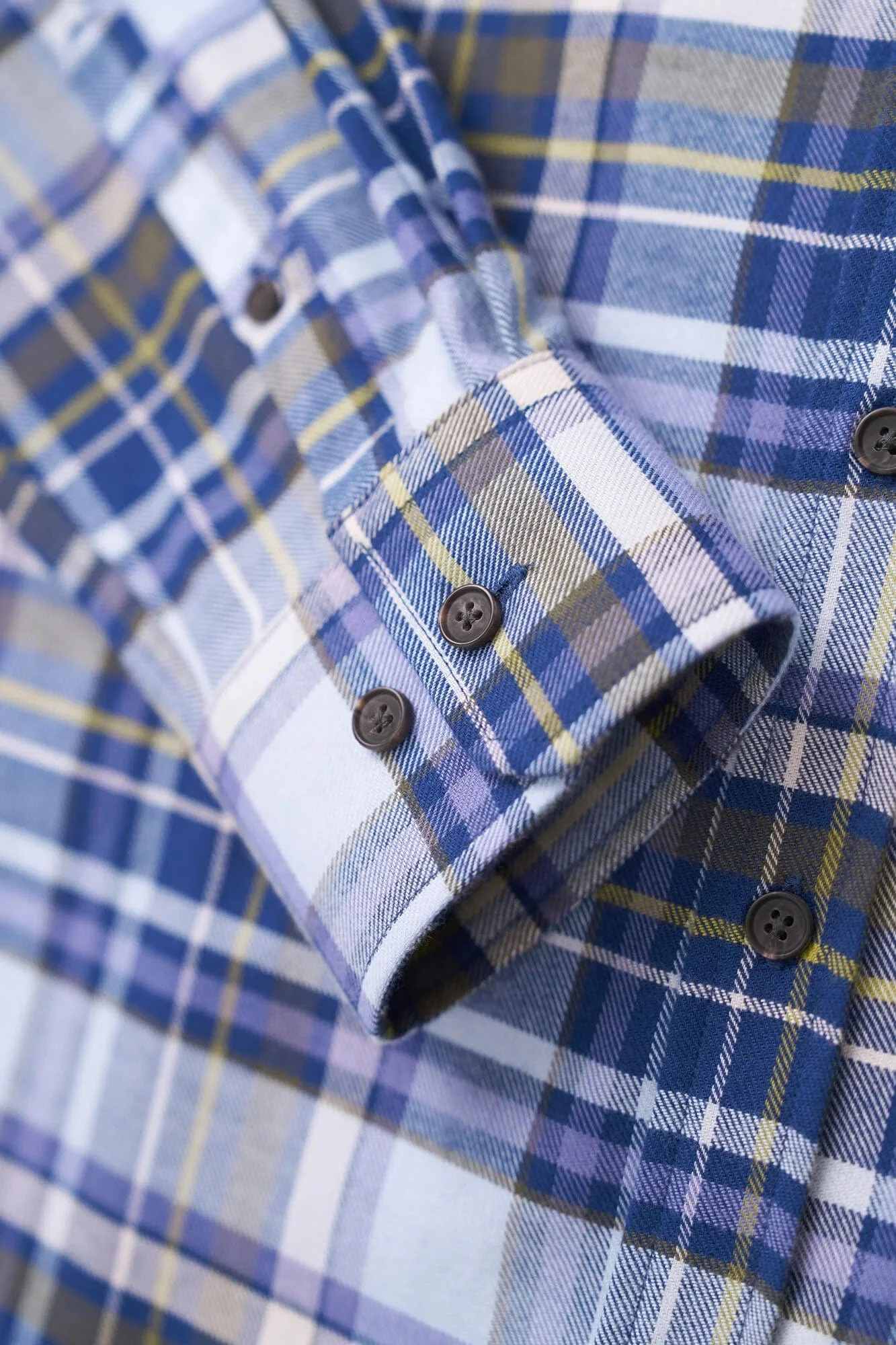 Check Brushed Cotton Shirt - Blue - Image 3