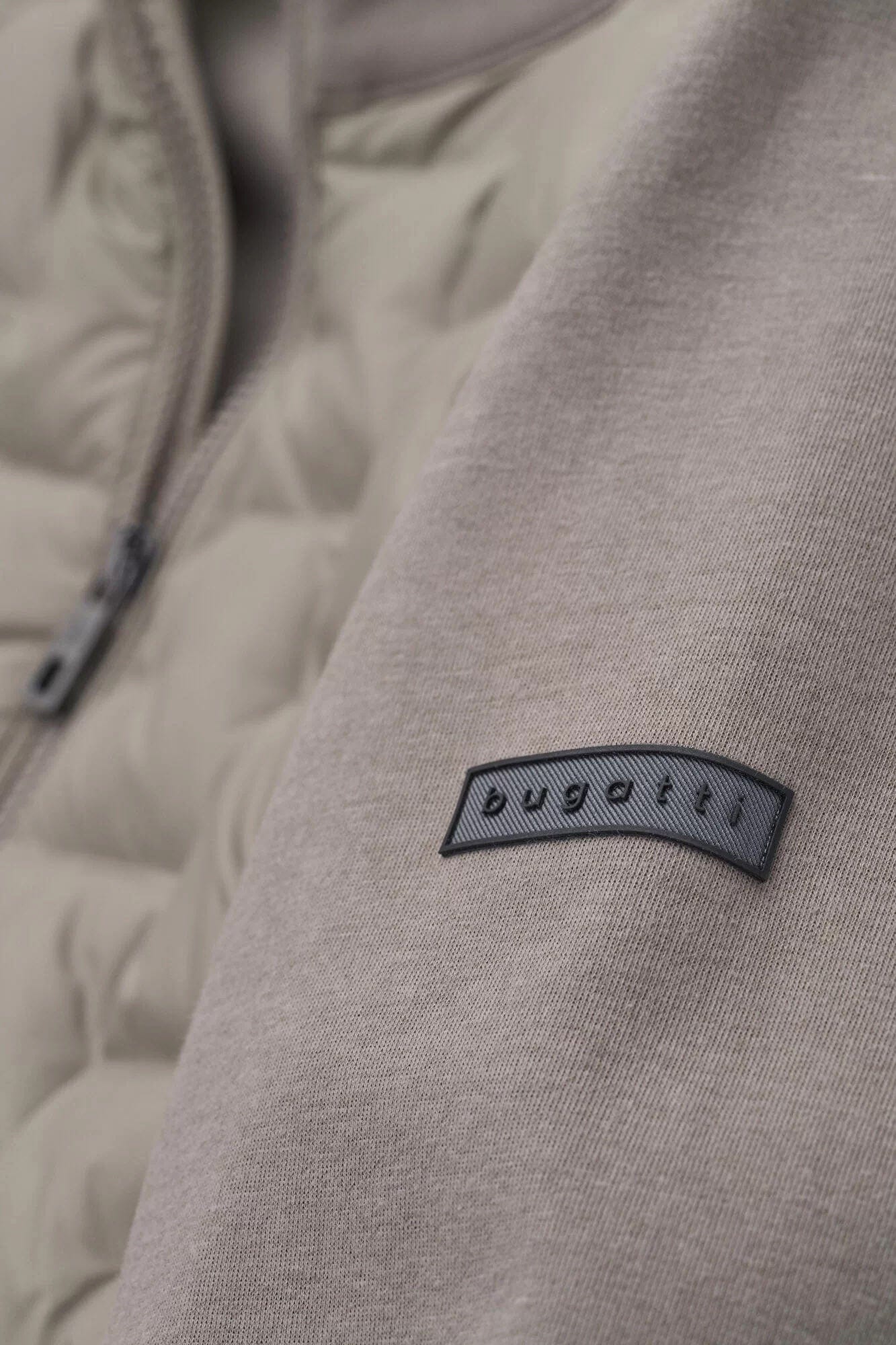 Dynamic Quilted Front Knitted Back Jacket - Beige - Image 6