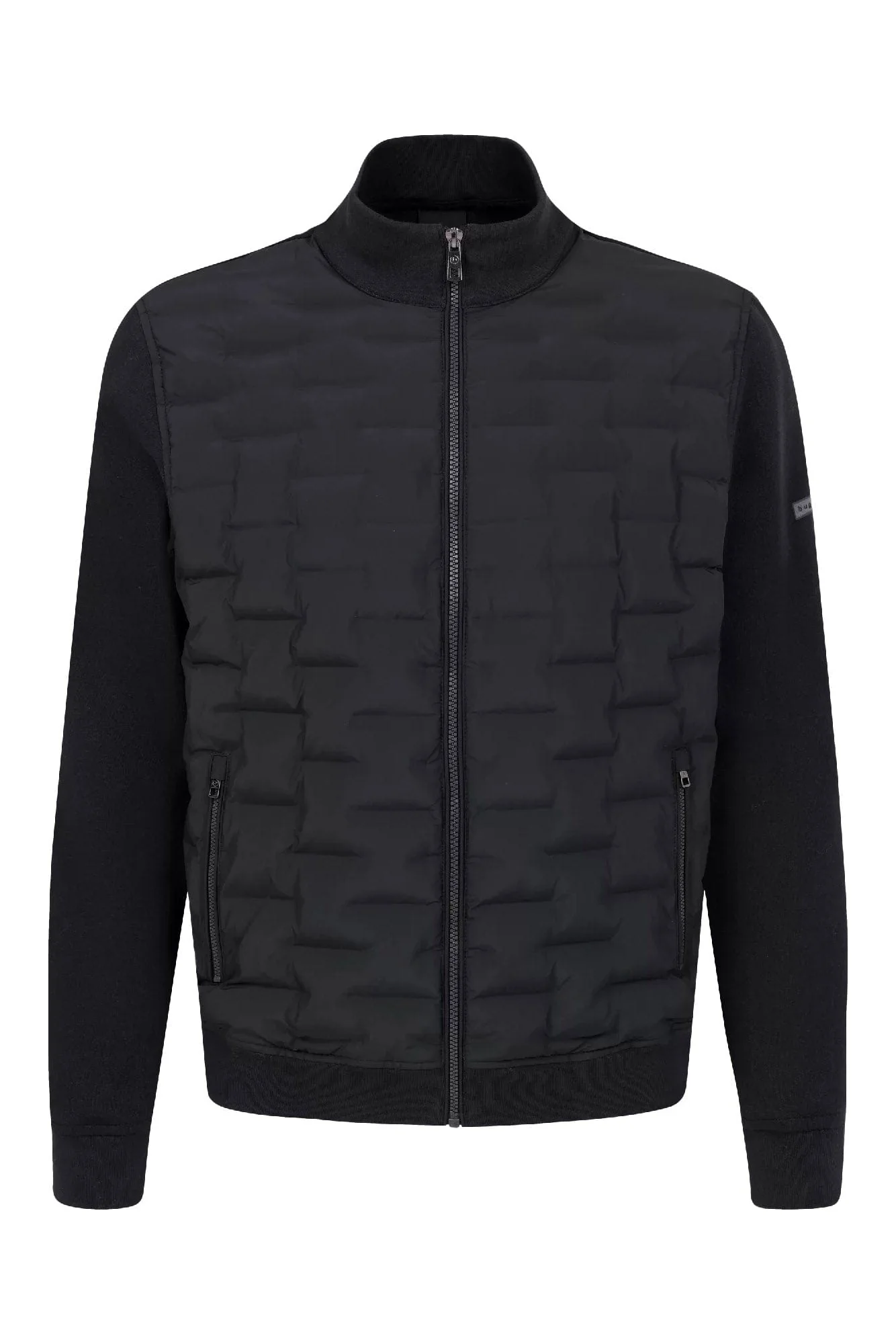 Dynamic Quilted Front Knitted Back Jacket - Navy