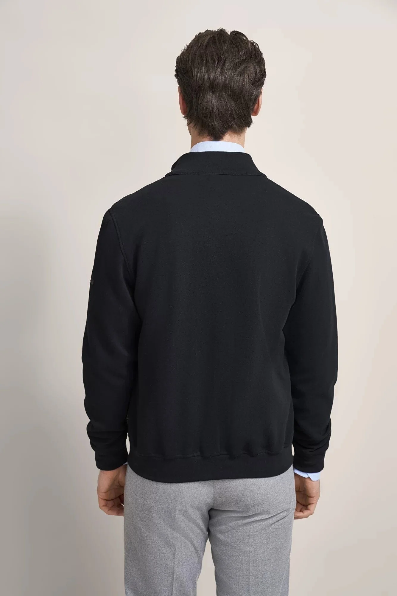 Dynamic Quilted Front Knitted Back Jacket - Navy - Image 5