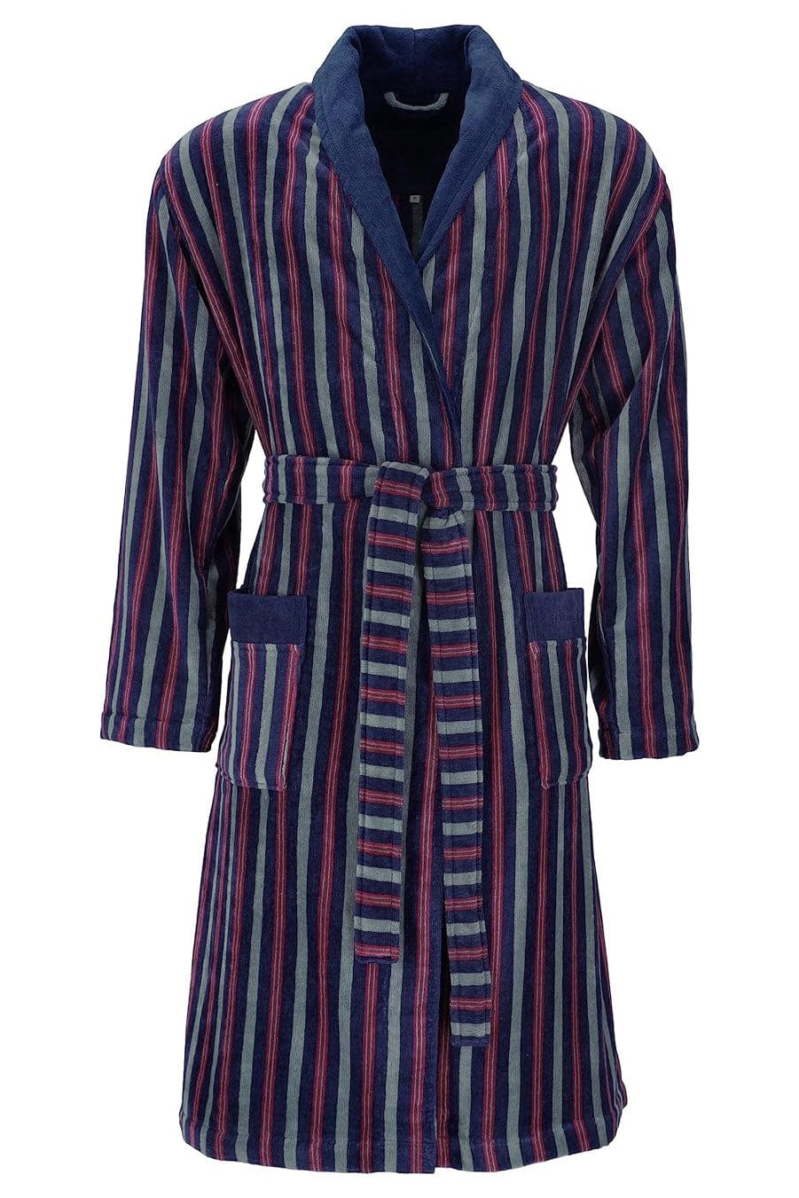 Edoardo Stripe Velour Dressing Gown - Marine