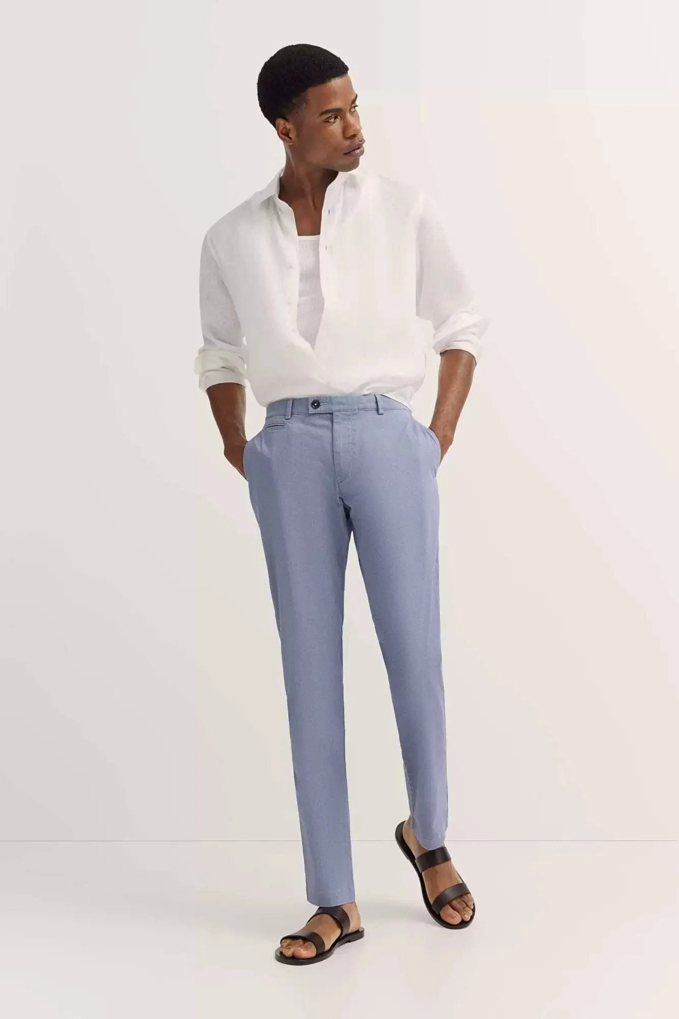 Flexcity Regular Fit Casual Chinos - Mid Blue - Image 4