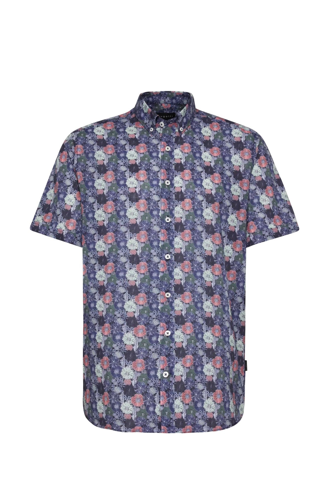 Floral Print Short Sleeve Shirt - Navy/Mint
