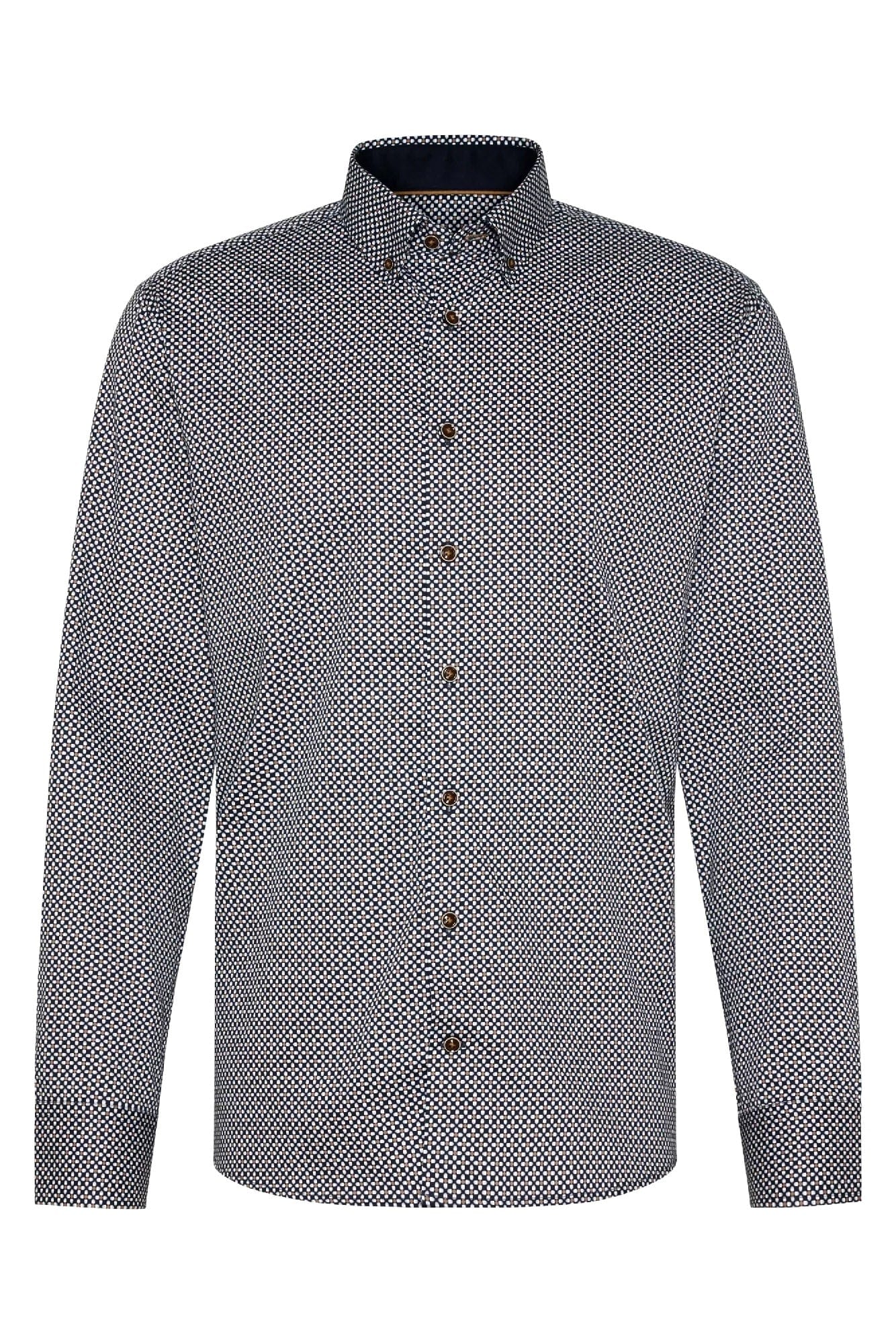 Geometric Print Long Sleeve Shirt - Navy
