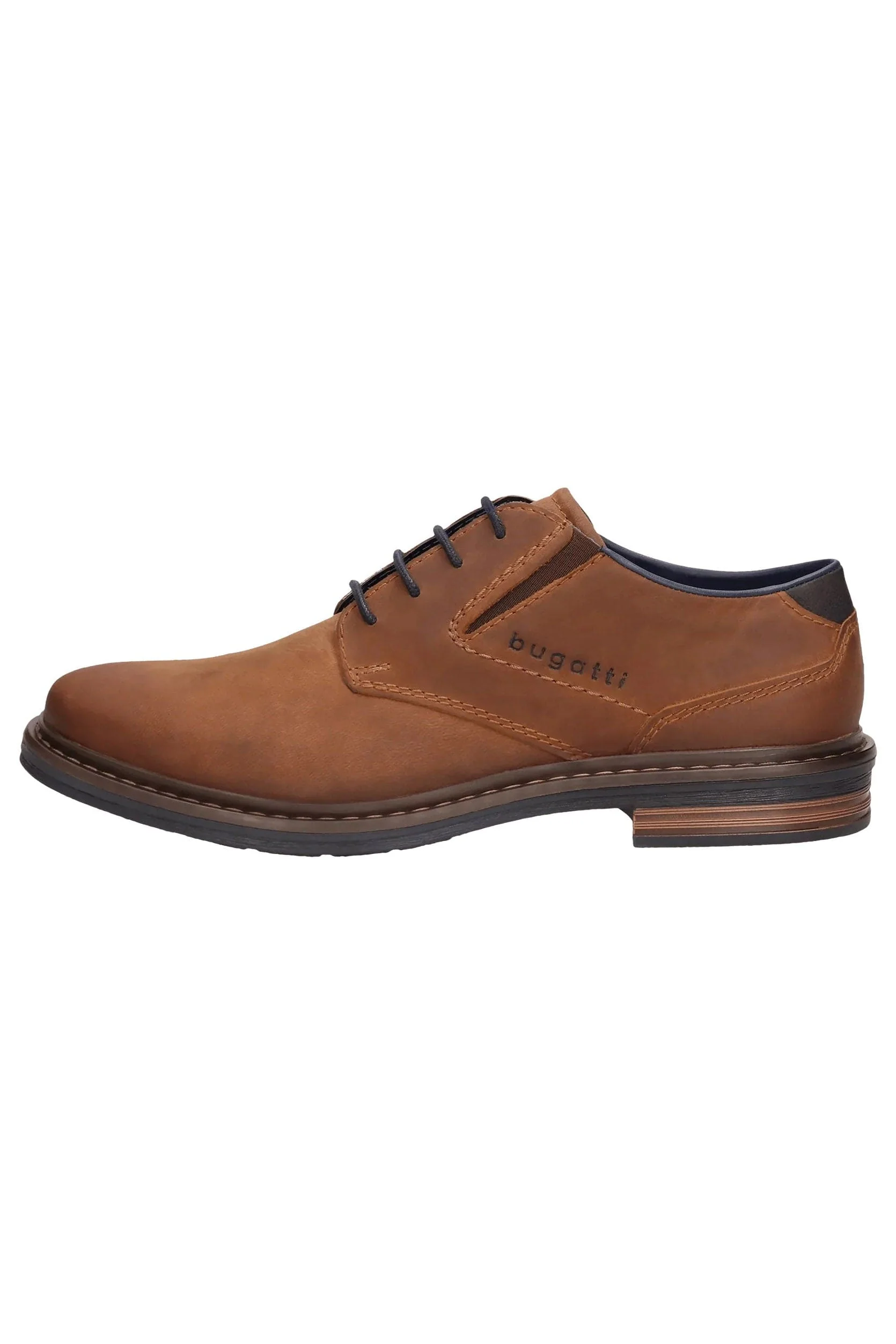 Nubuck Leather Comfort Wide Derby Shoes - Cognac