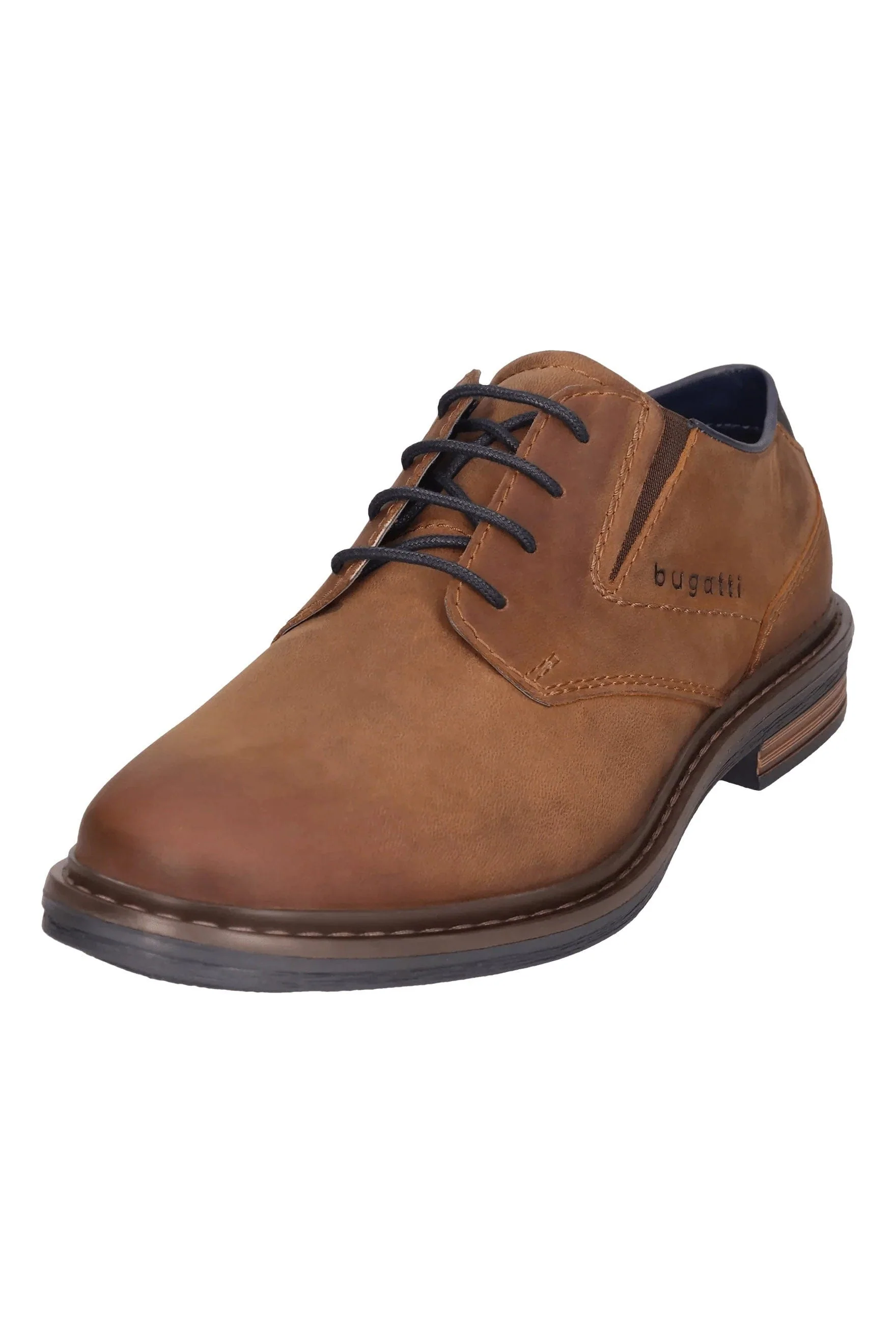 Nubuck Leather Comfort Wide Derby Shoes - Cognac - Image 4