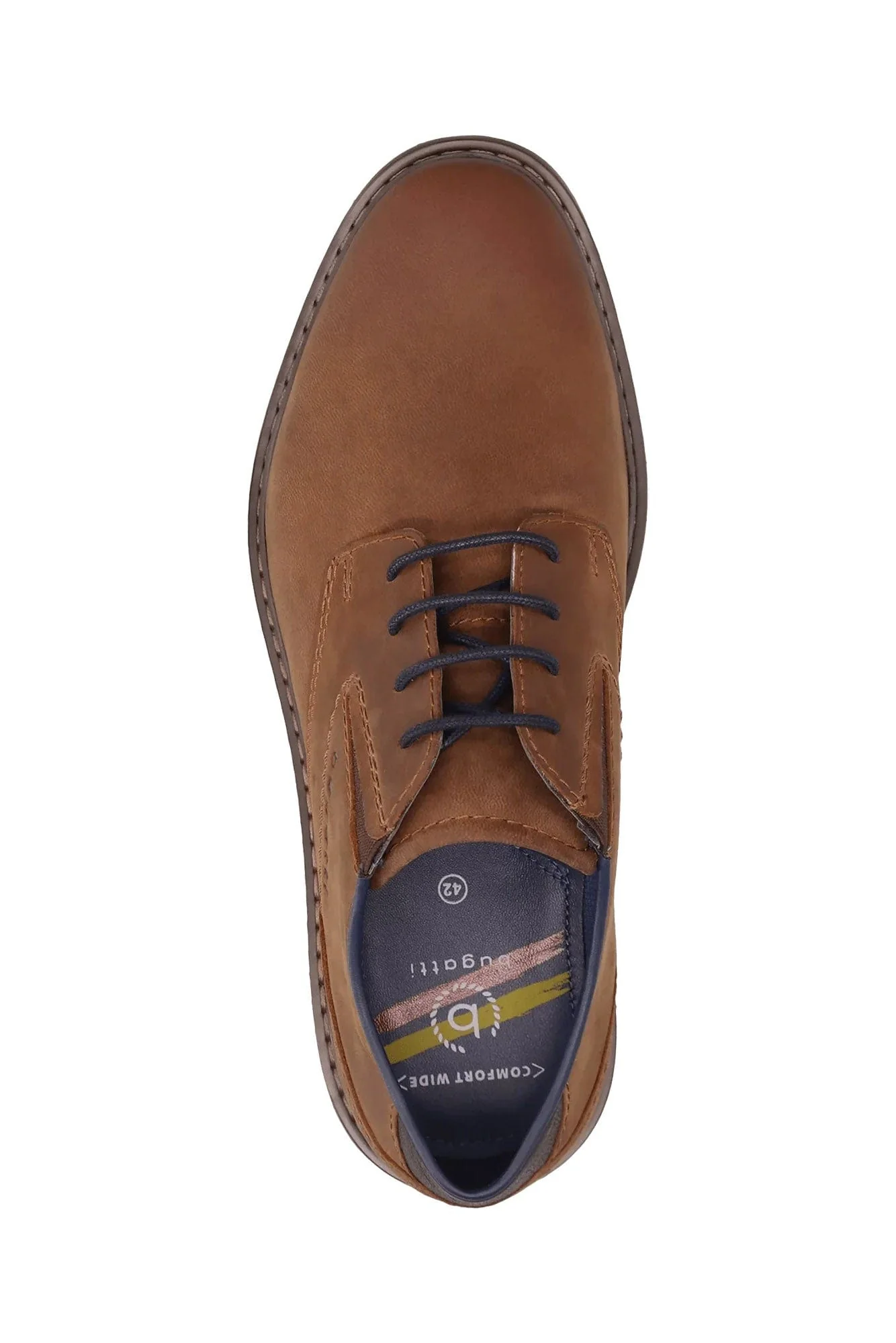 Nubuck Leather Comfort Wide Derby Shoes - Cognac - Image 6