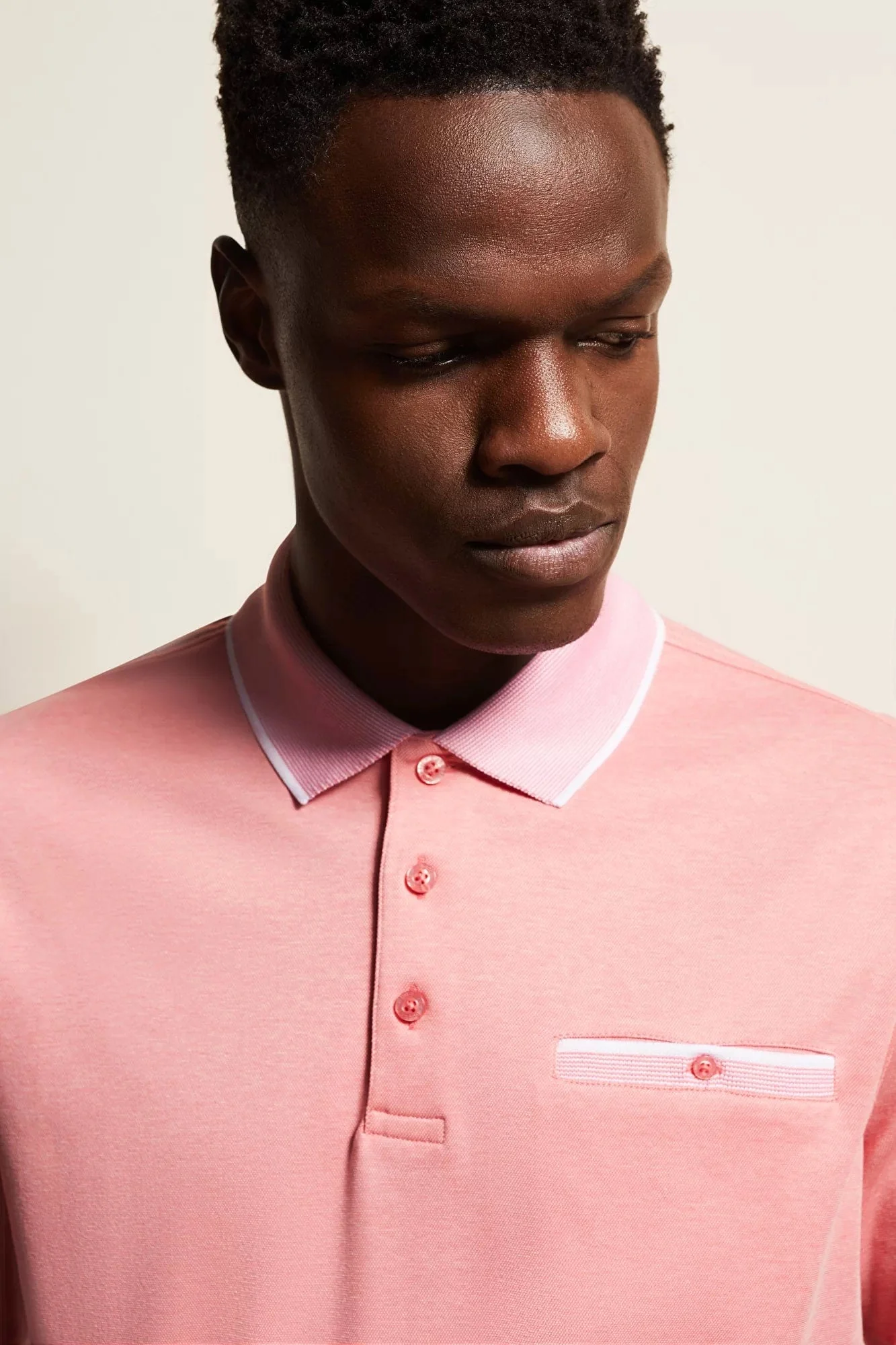 Polo Shirt with Contrast Detail - Apricot - Image 3