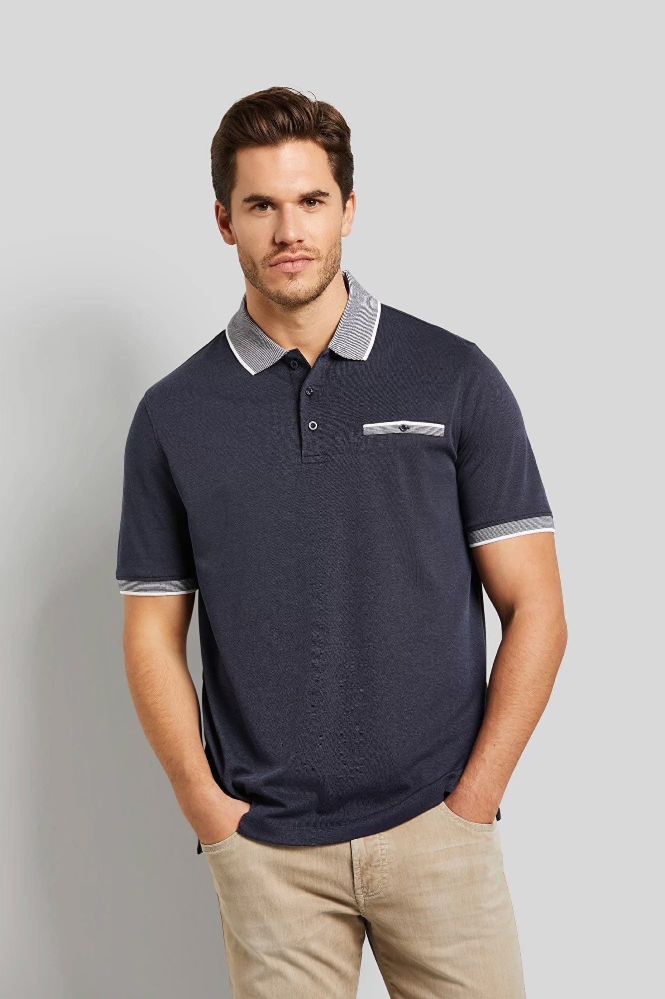 Polo Shirt with Contrast Detail - Navy - Image 2