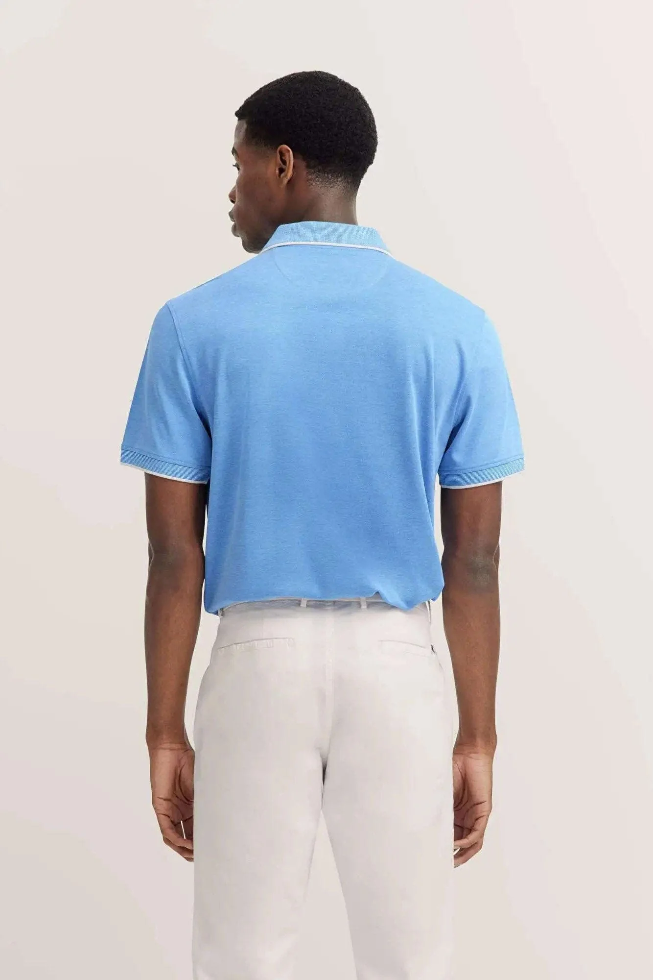 Polo Shirt with Tipping Detail - Blue Grey - Image 3