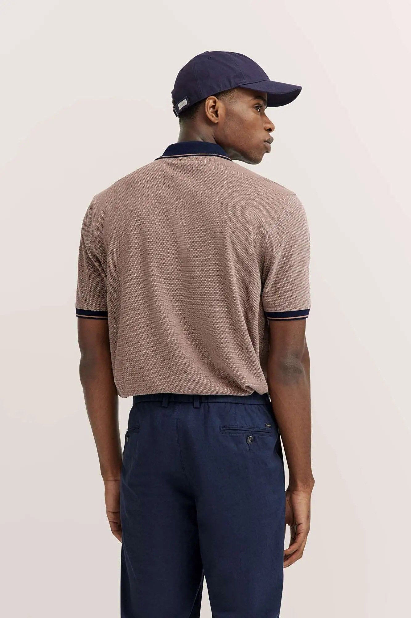 Polo Shirt with Tipping Detail - Taupe - Image 3