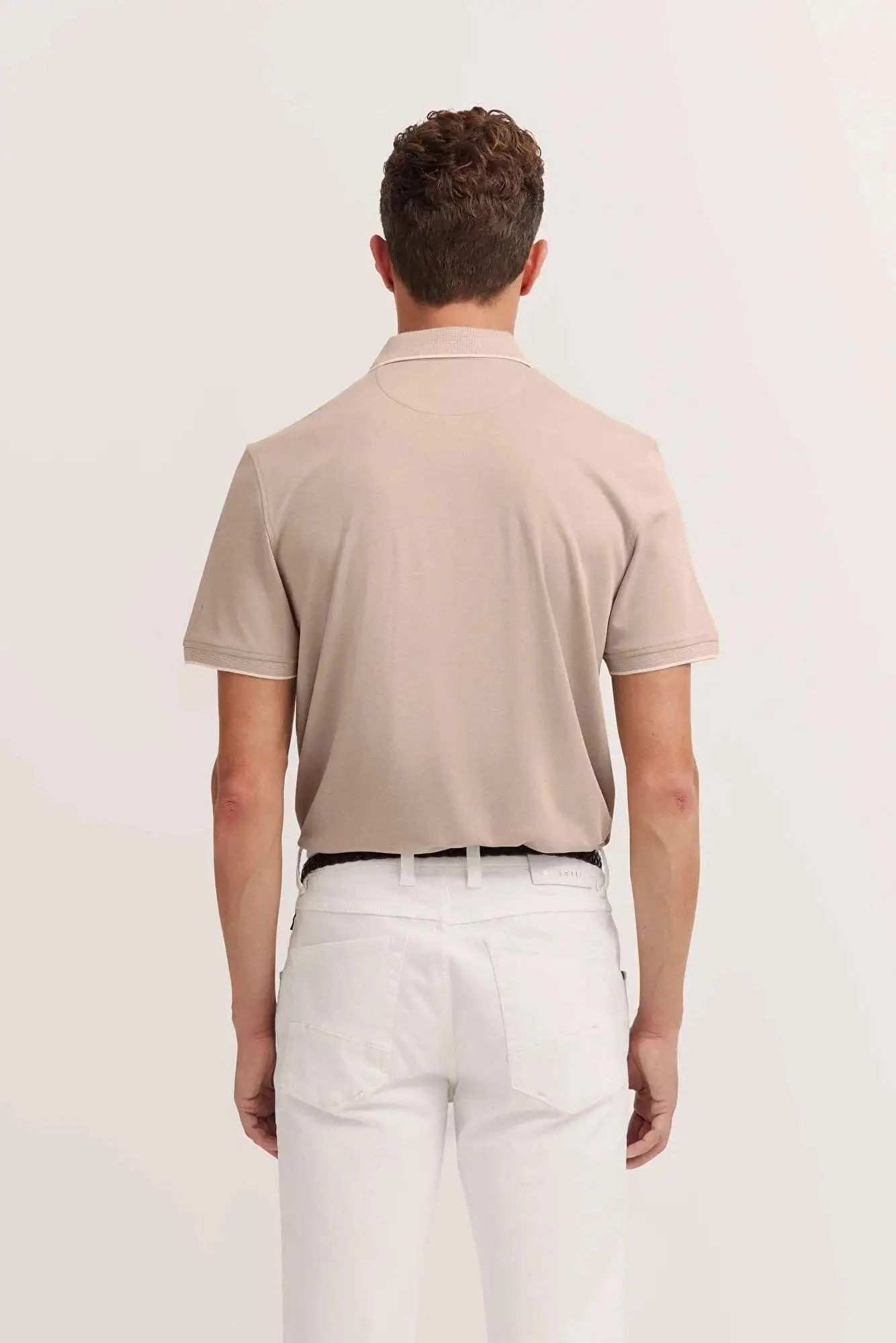 Polo Shirt with Tipping Detail - Taupe - Image 3