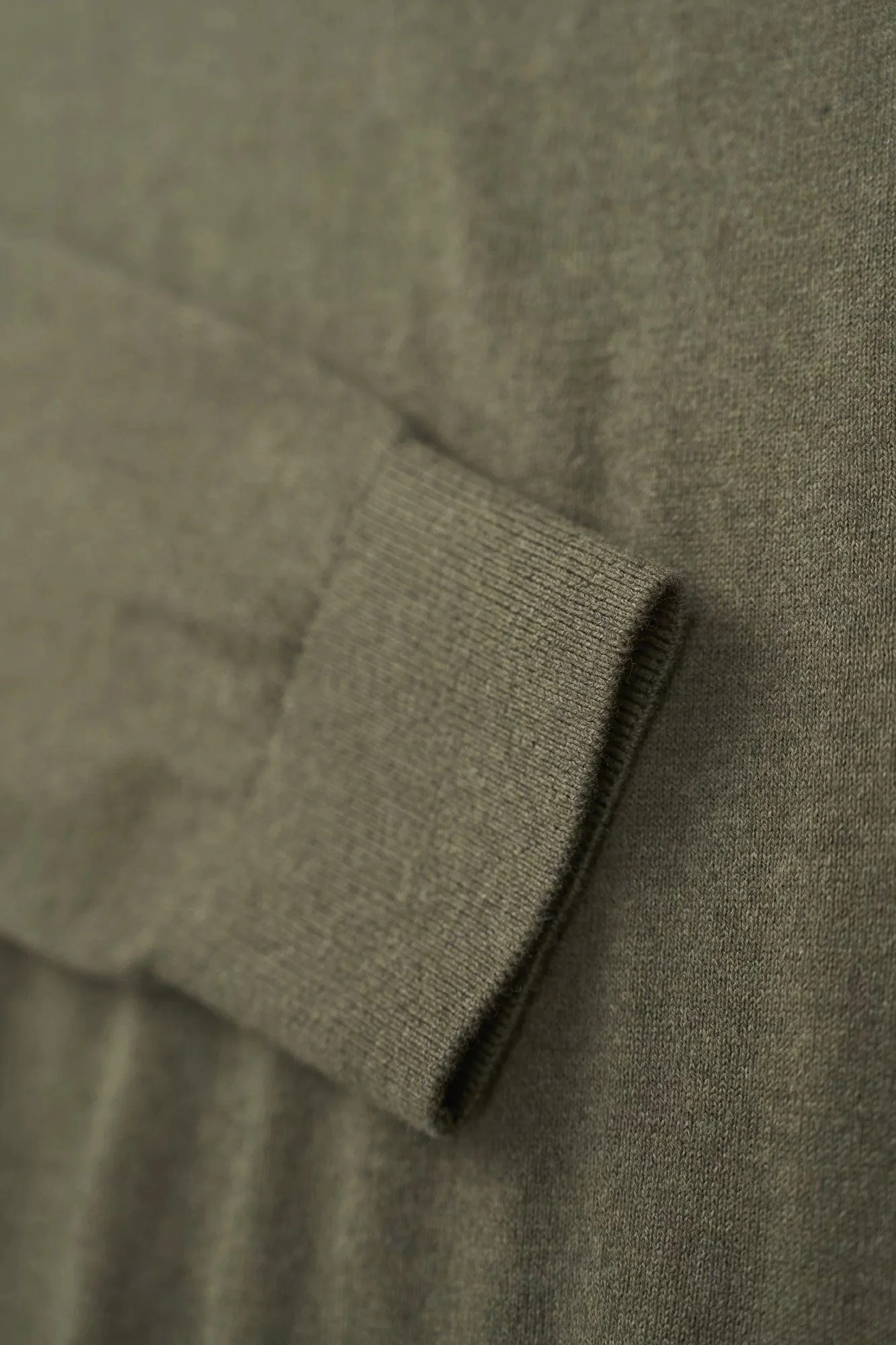 Quarter Zip Cotton/Cashmere Knit Jumper - Olive - Image 4