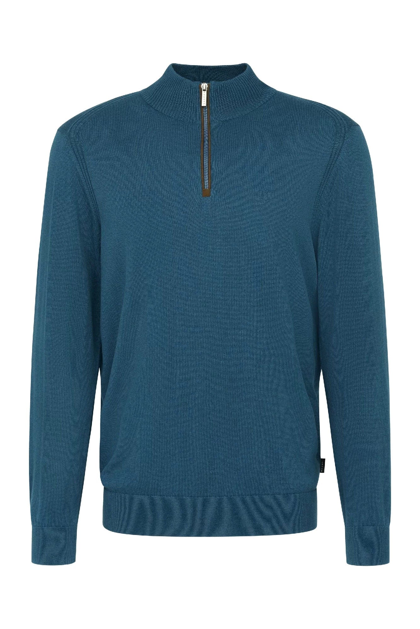 Quarter Zip Cotton/Cashmere Knit Jumper - Petrol