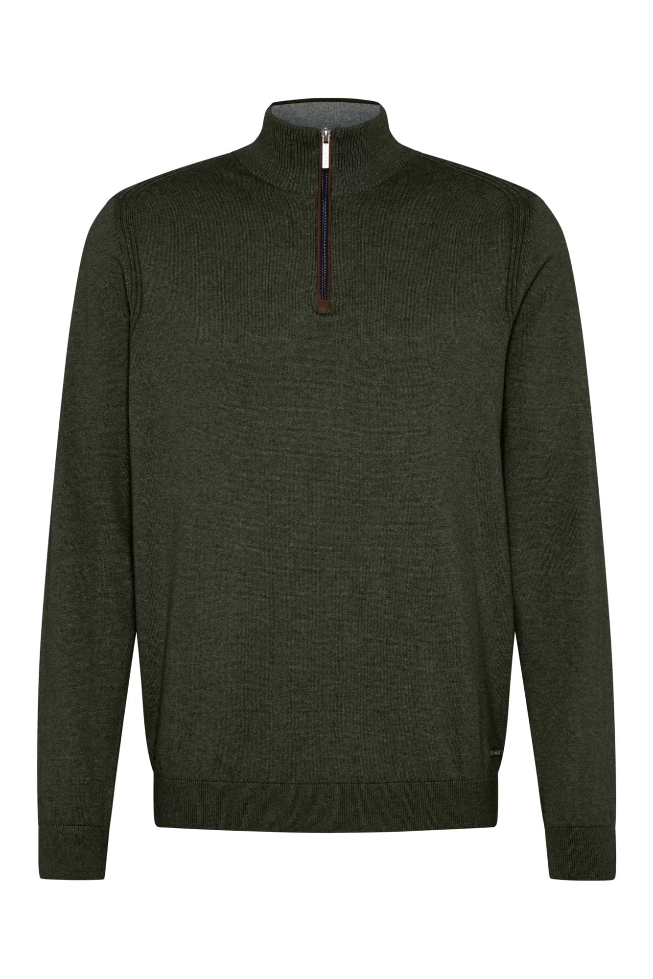 Quarter Zip Knit Jumper - Olive