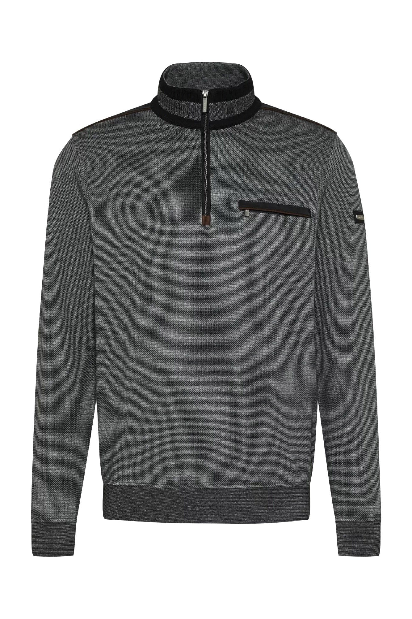 Quarter Zip Self Patterned Jumper - Dark Grey
