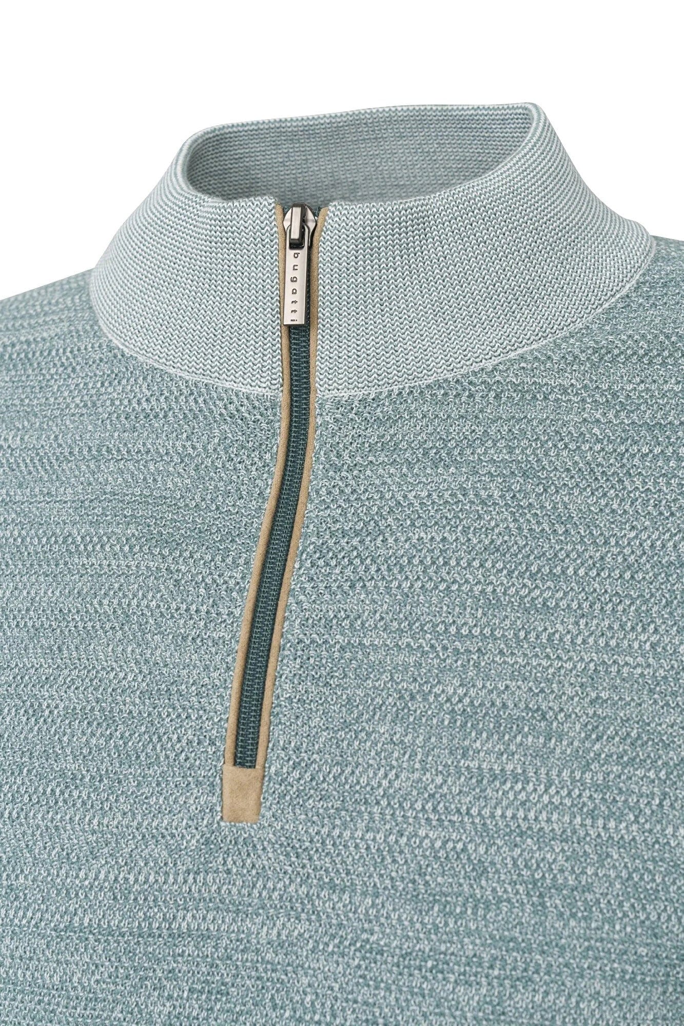 Quarter Zip Two-Tone Jumper - Green - Image 3