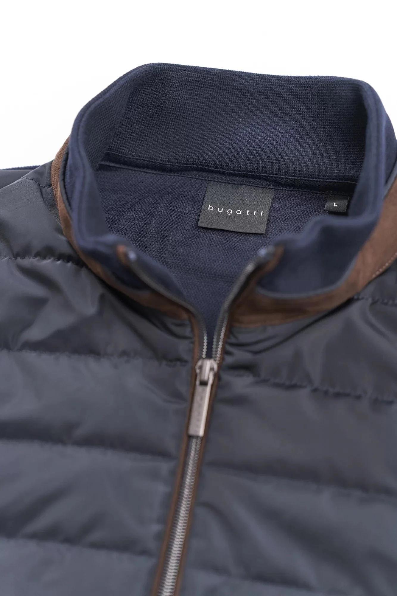 Quilted Front Knitted Back Gilet - Navy - Image 4
