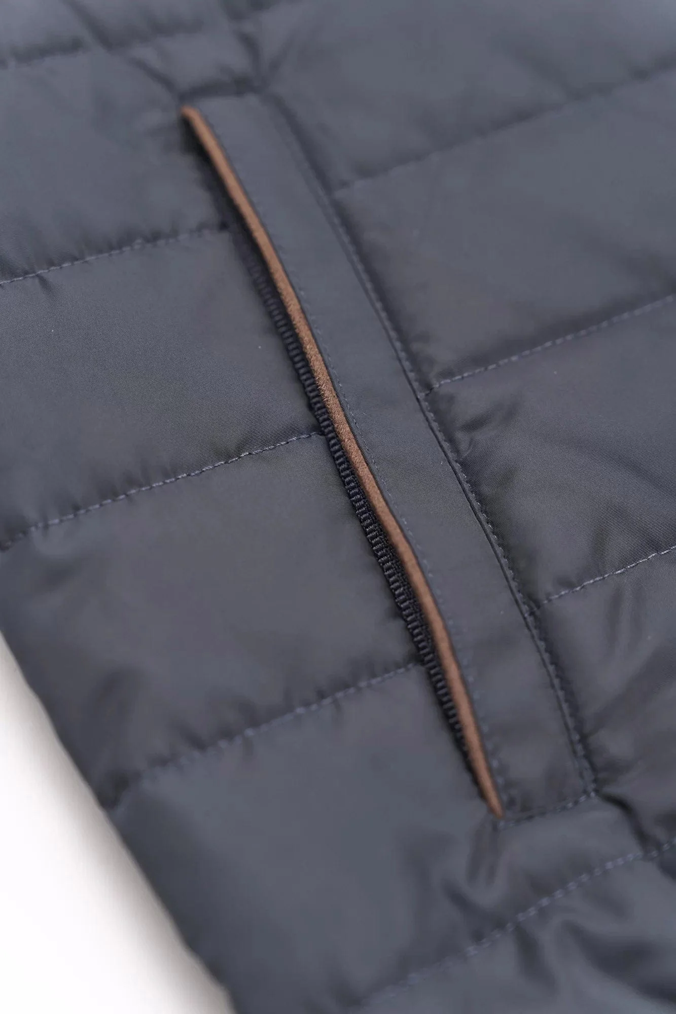Quilted Front Knitted Back Gilet - Navy - Image 6