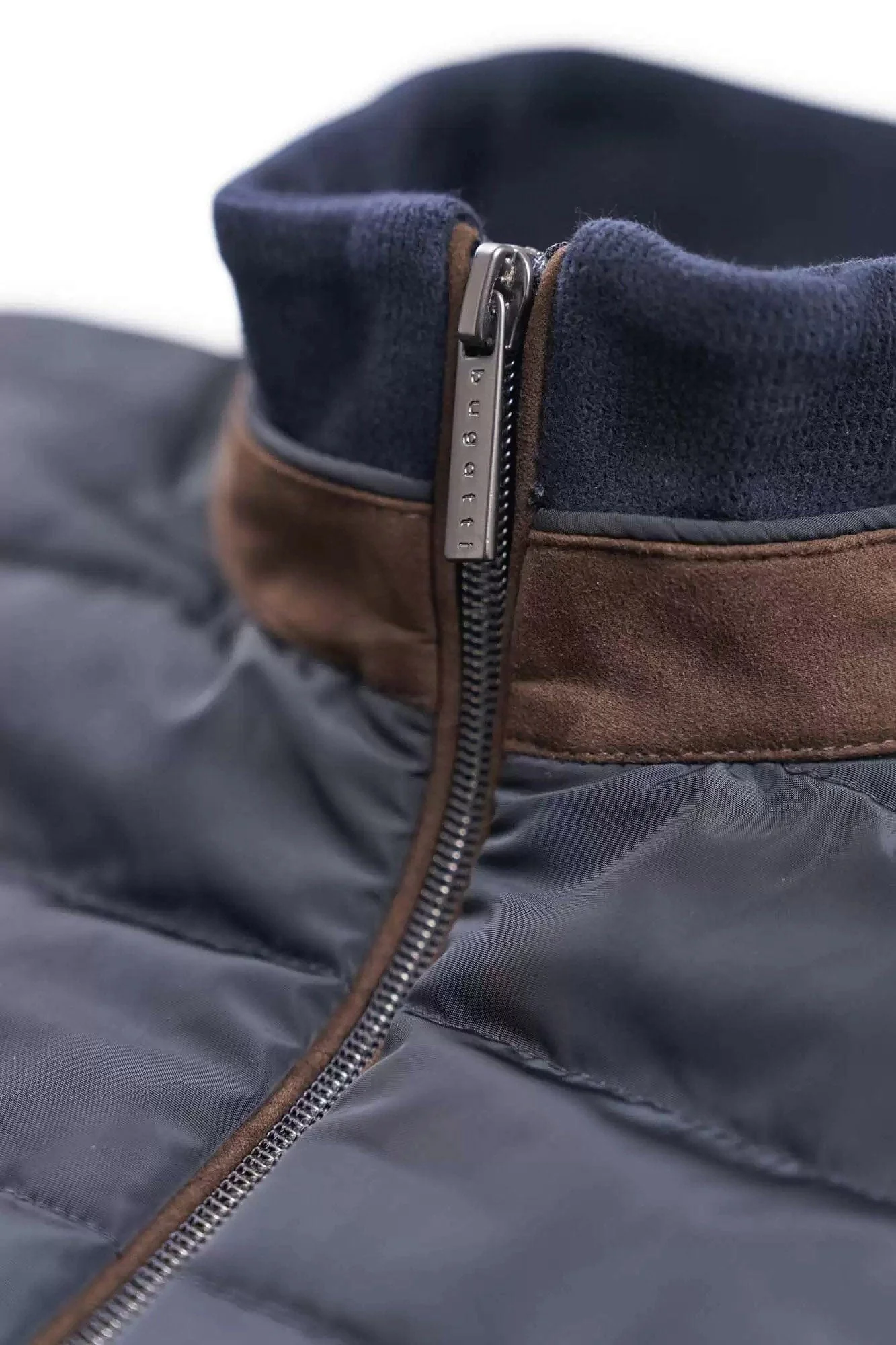 Quilted Front Knitted Back Jacket - Navy - Image 5