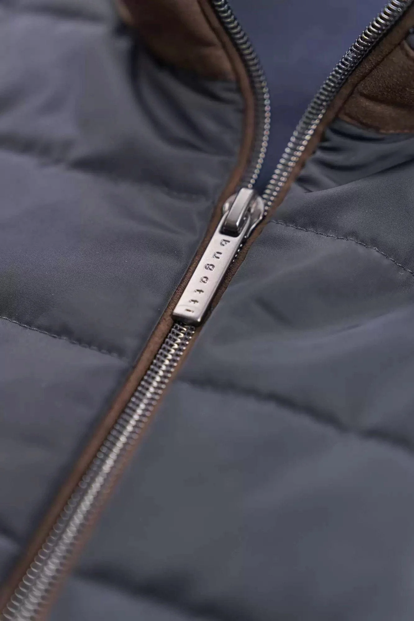 Quilted Front Knitted Back Jacket - Navy - Image 6