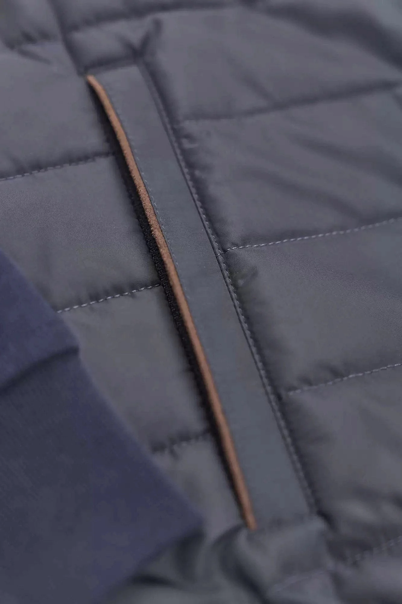 Quilted Front Knitted Back Jacket - Navy - Image 7