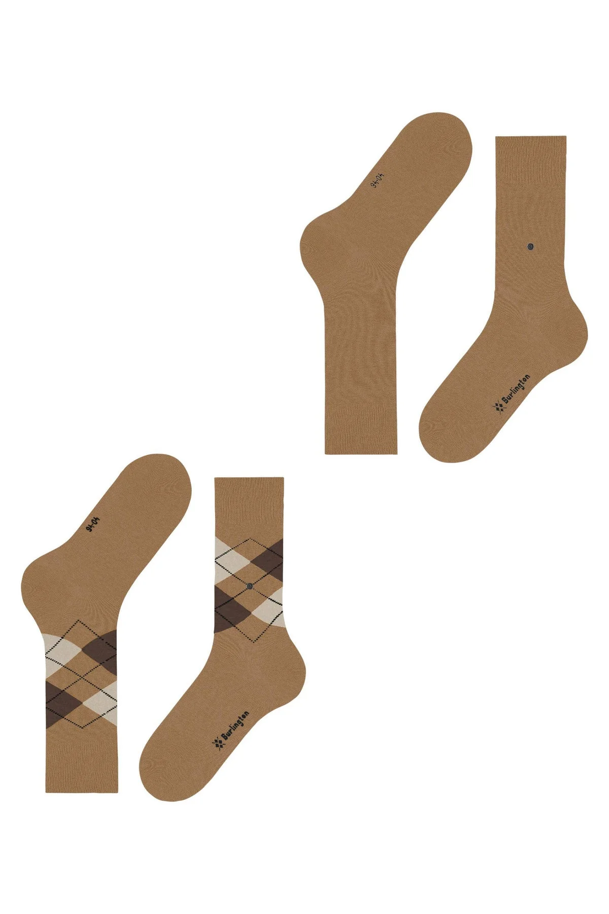 Everyday Argyle/Plain 2 Pack Socks - Brown Sugar - Image 4