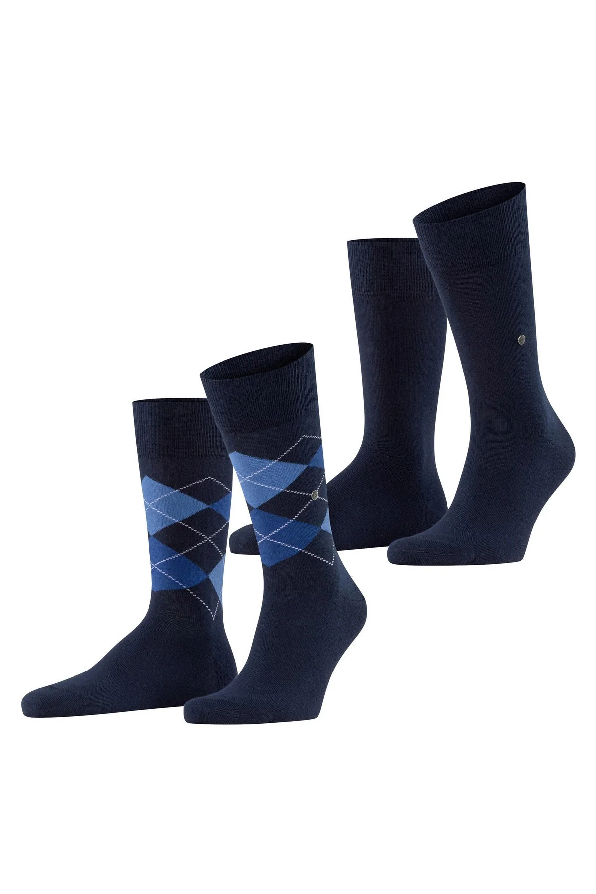 Everyday Argyle/Plain 2 Pack Socks - Marine