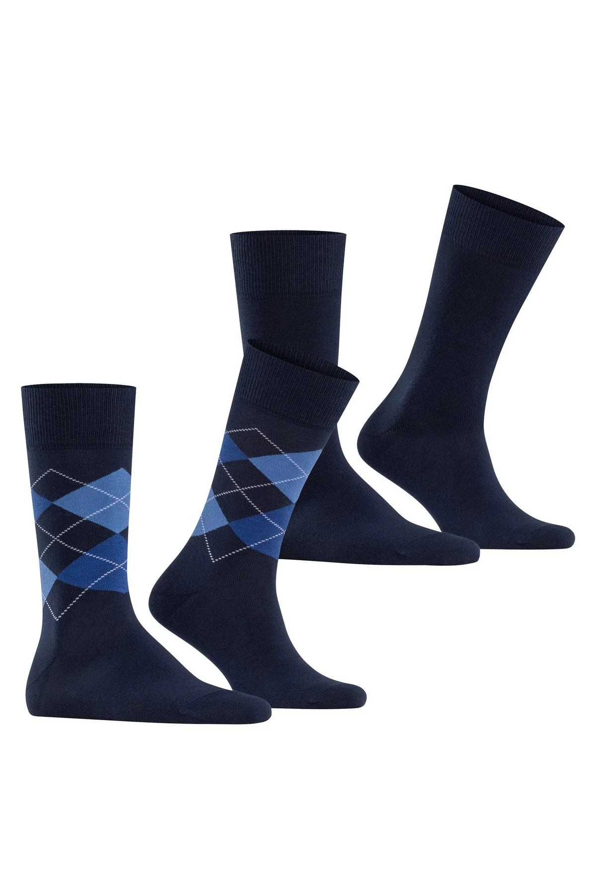 Everyday Argyle/Plain 2 Pack Socks - Marine - Image 2