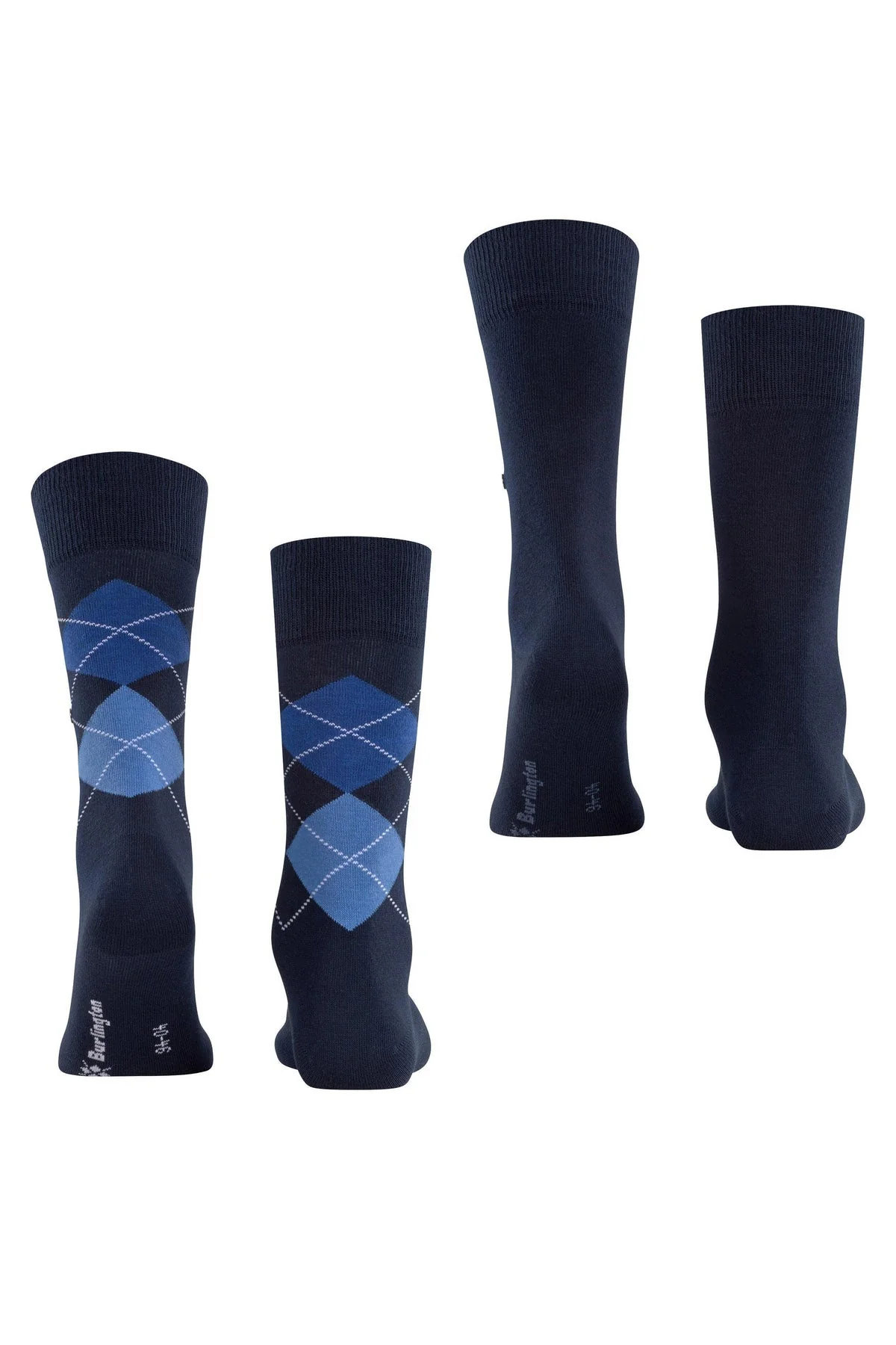 Everyday Argyle/Plain 2 Pack Socks - Marine - Image 3