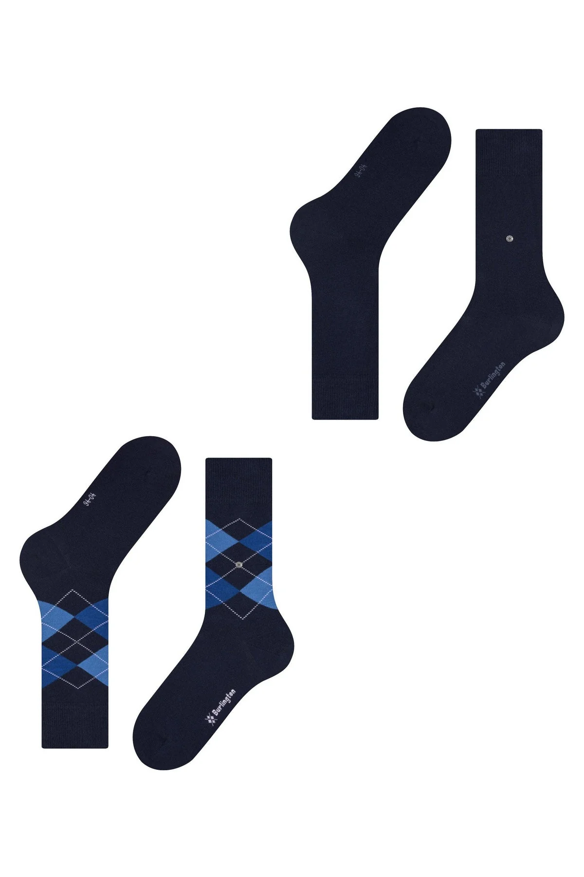 Everyday Argyle/Plain 2 Pack Socks - Marine - Image 4