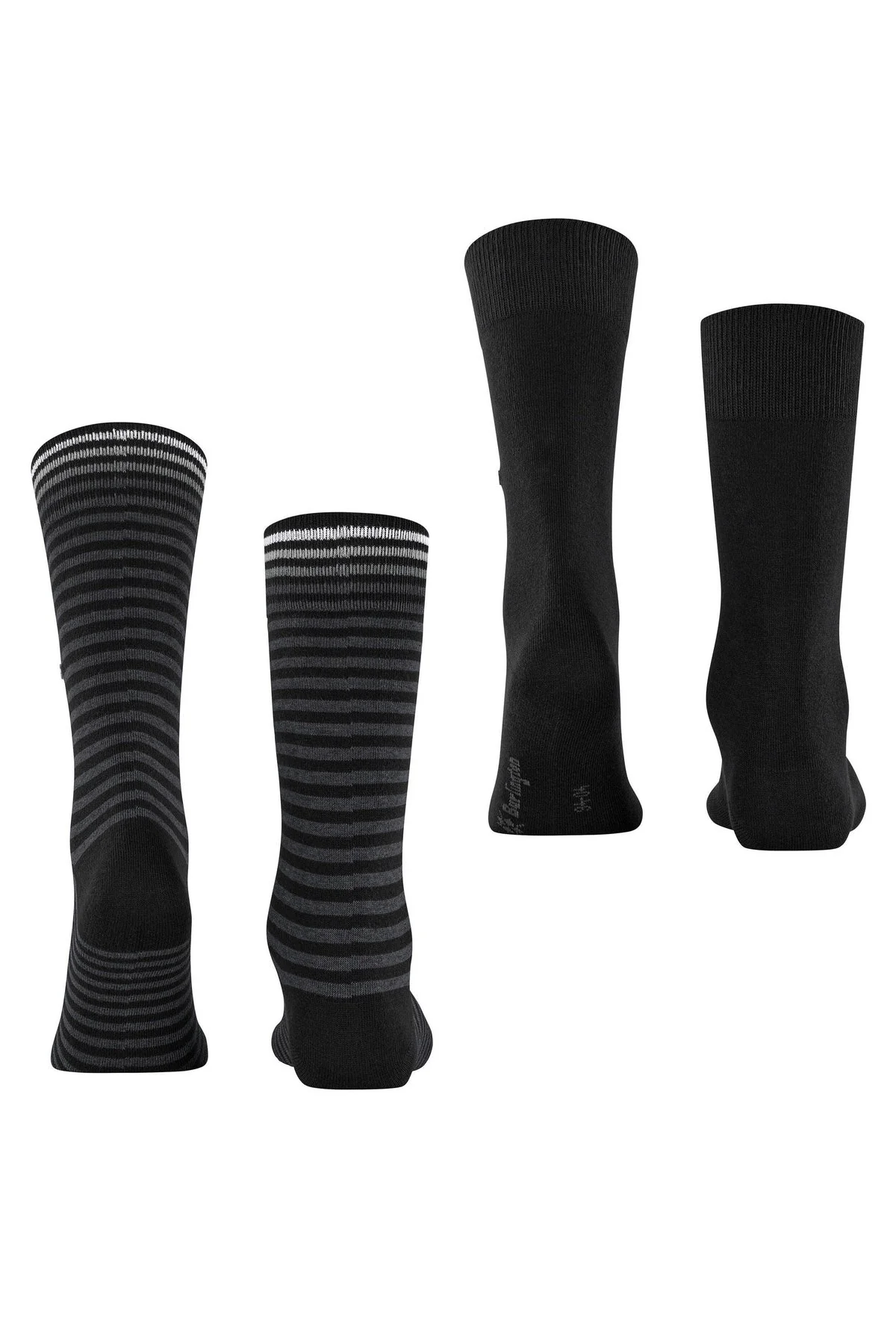 Everyday Stripe/Plain 2 Pack Socks - Black - Image 3