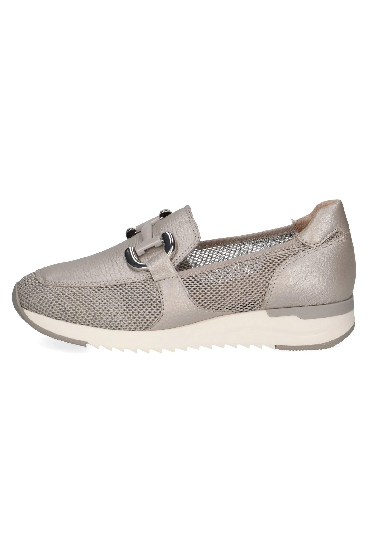 Flatform Buckle Detail Woven Loafers - Grey Comb