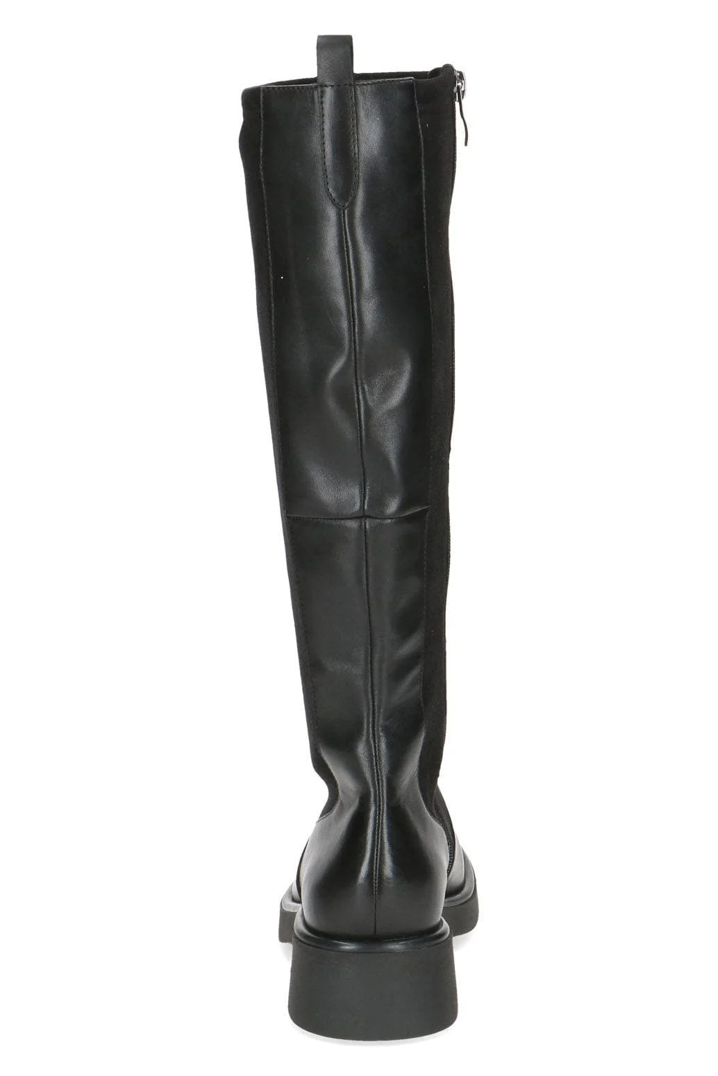 Leather and Stretch Suede Effect Knee High Boots - Black - Image 5