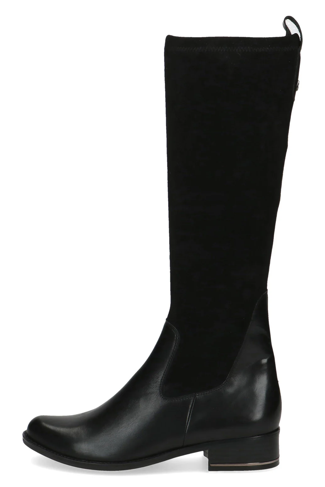 Leather and Stretch Suede Knee High Boots - Black Comb