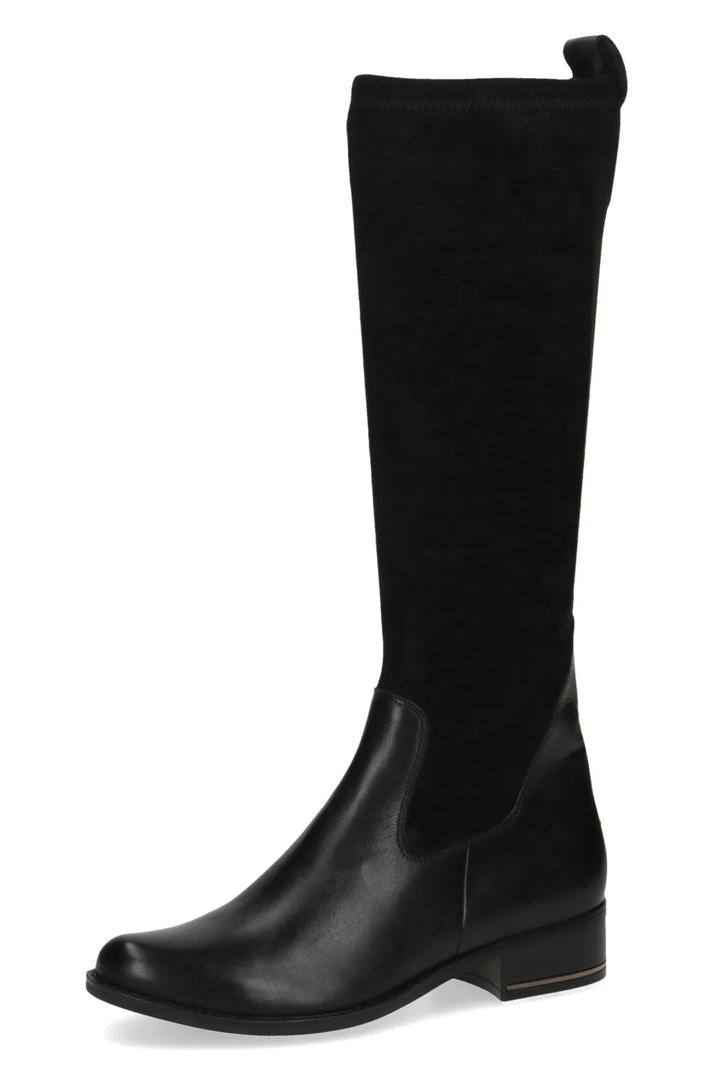 Leather and Stretch Suede Knee High Boots - Black Comb - Image 3