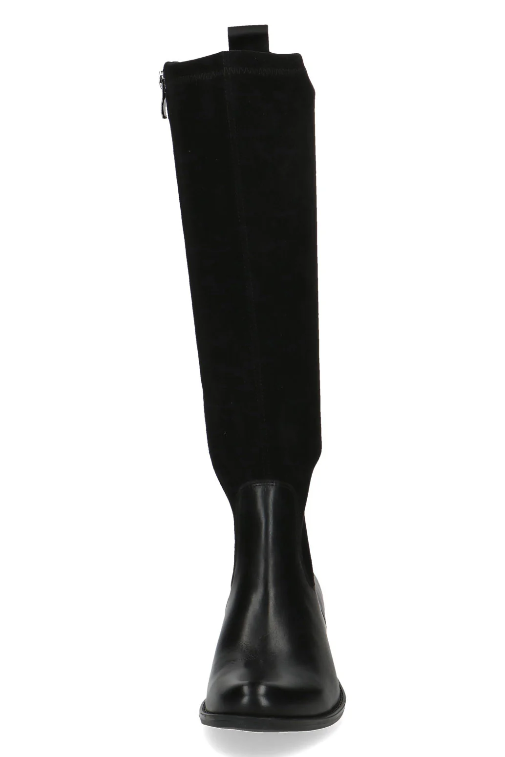 Leather and Stretch Suede Knee High Boots - Black Comb - Image 4