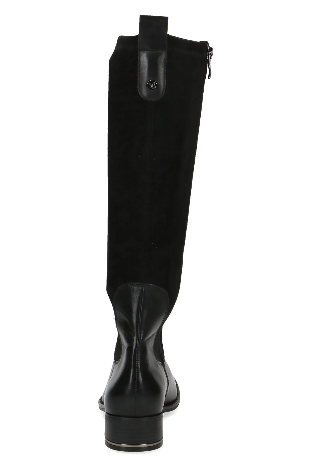 Leather and Stretch Suede Knee High Boots - Black Comb - Image 5