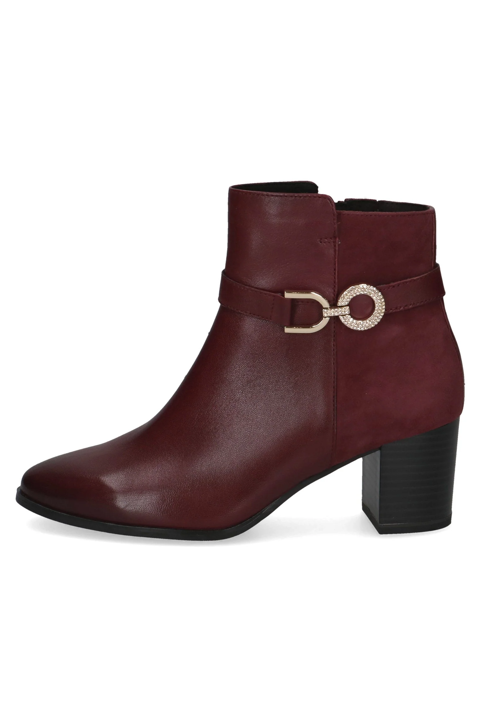 Leather Antishock Block Heel Boots - Bordeaux Comb
