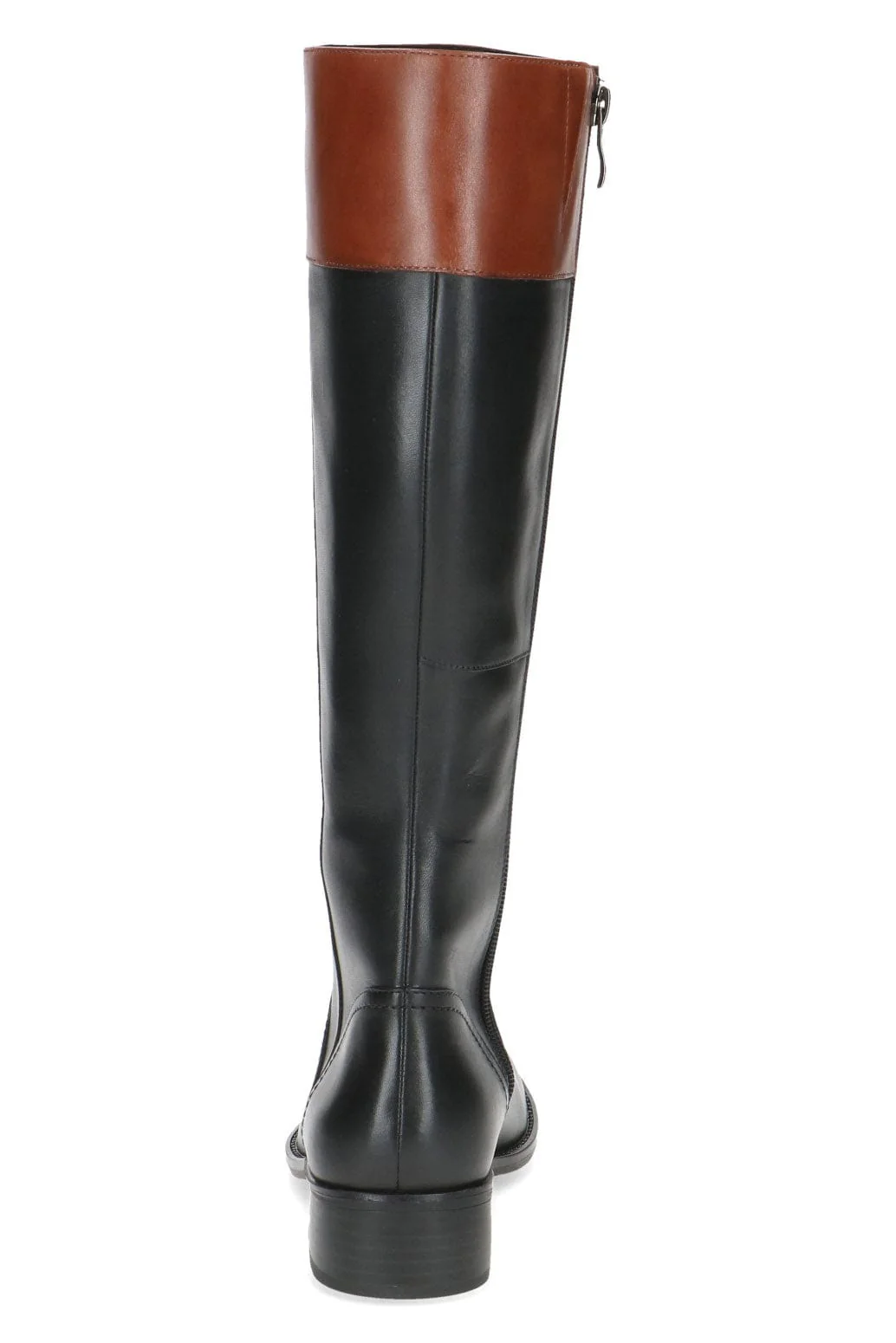 Leather Colour Block Knee High Boots - Black Comb - Image 5