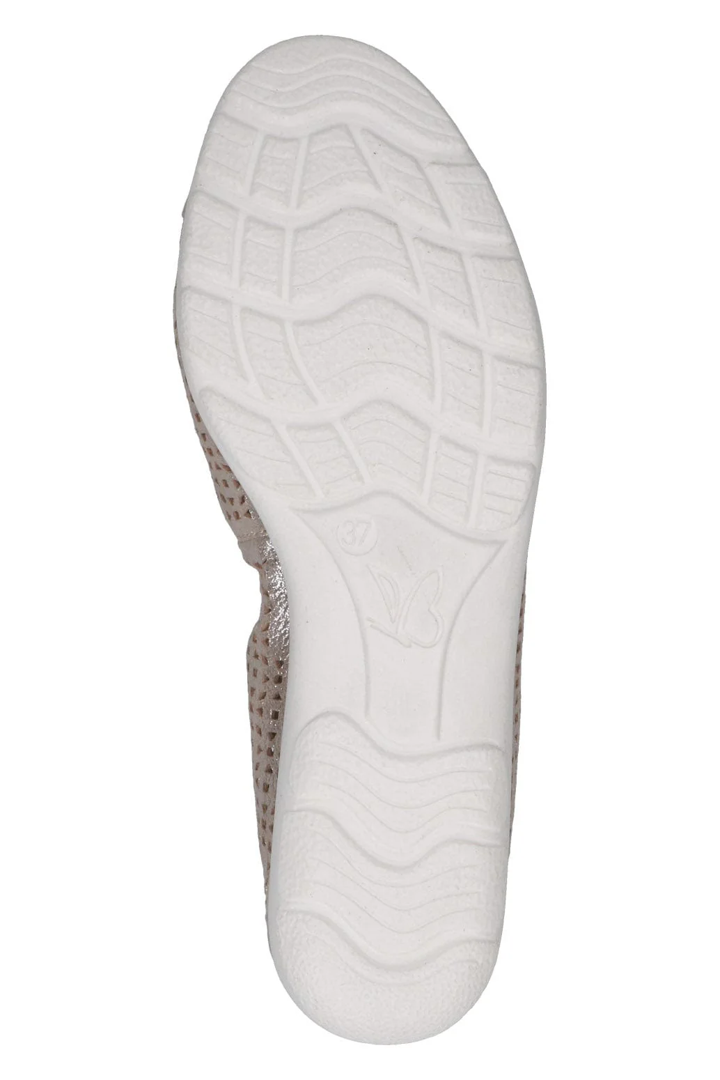 Leather Cut Out Detail Ballerina Shoes - Taupe Metallic - Image 6