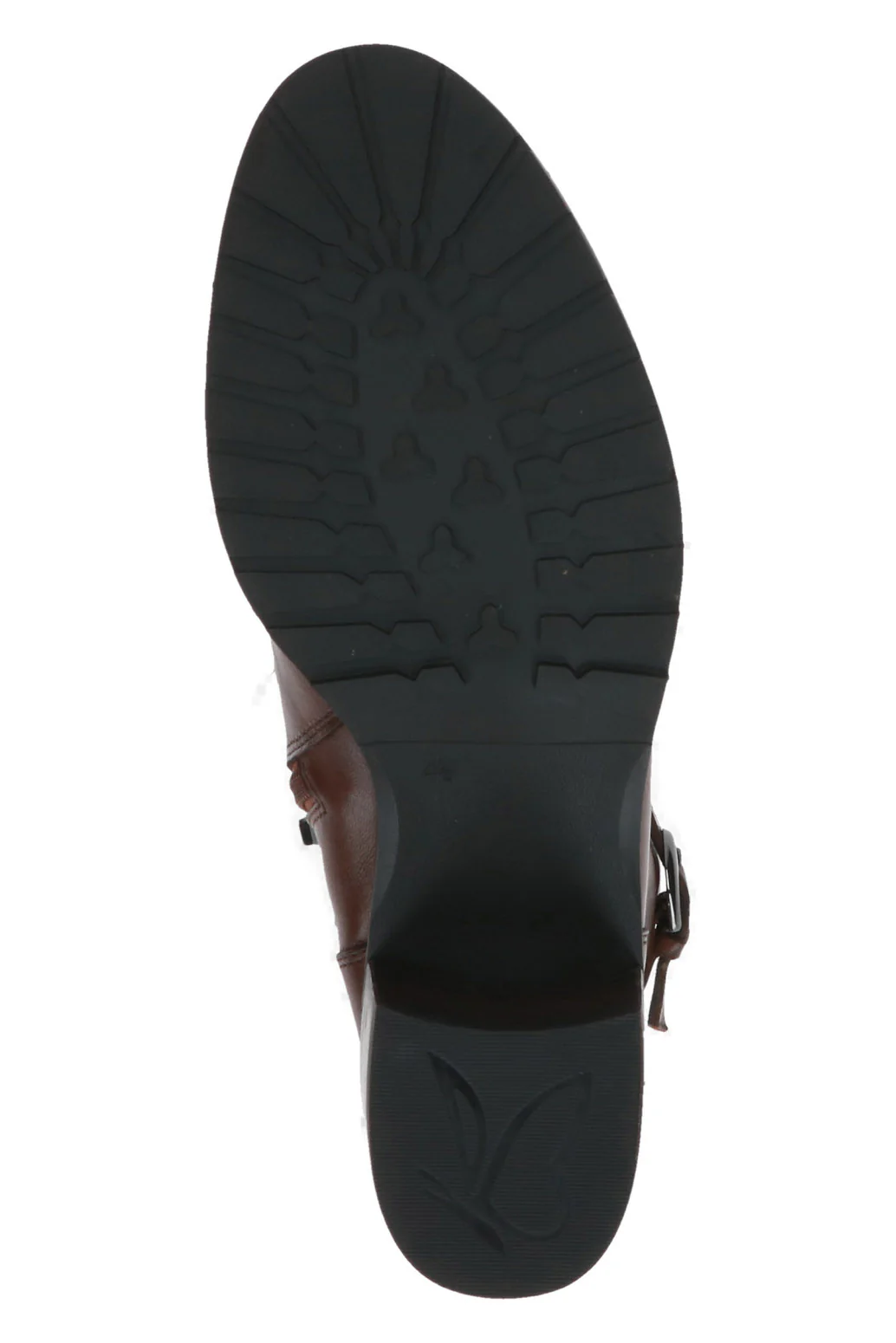 Leather Lace Front Strap Detail Block Heel Boot - Cognac Nappa - Image 7