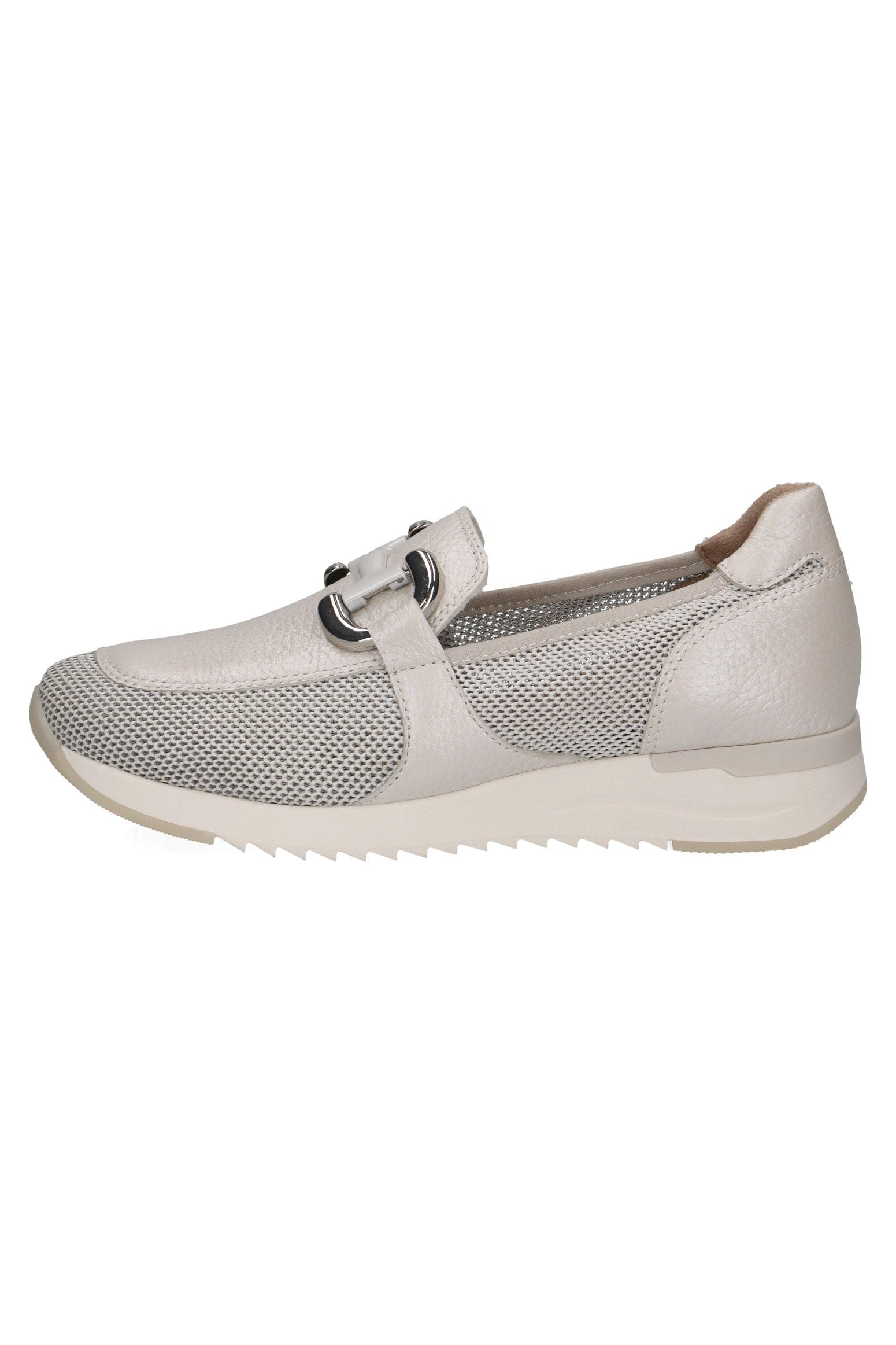 Leather Mesh Detail Slip-On Loafers - Pearl Comb
